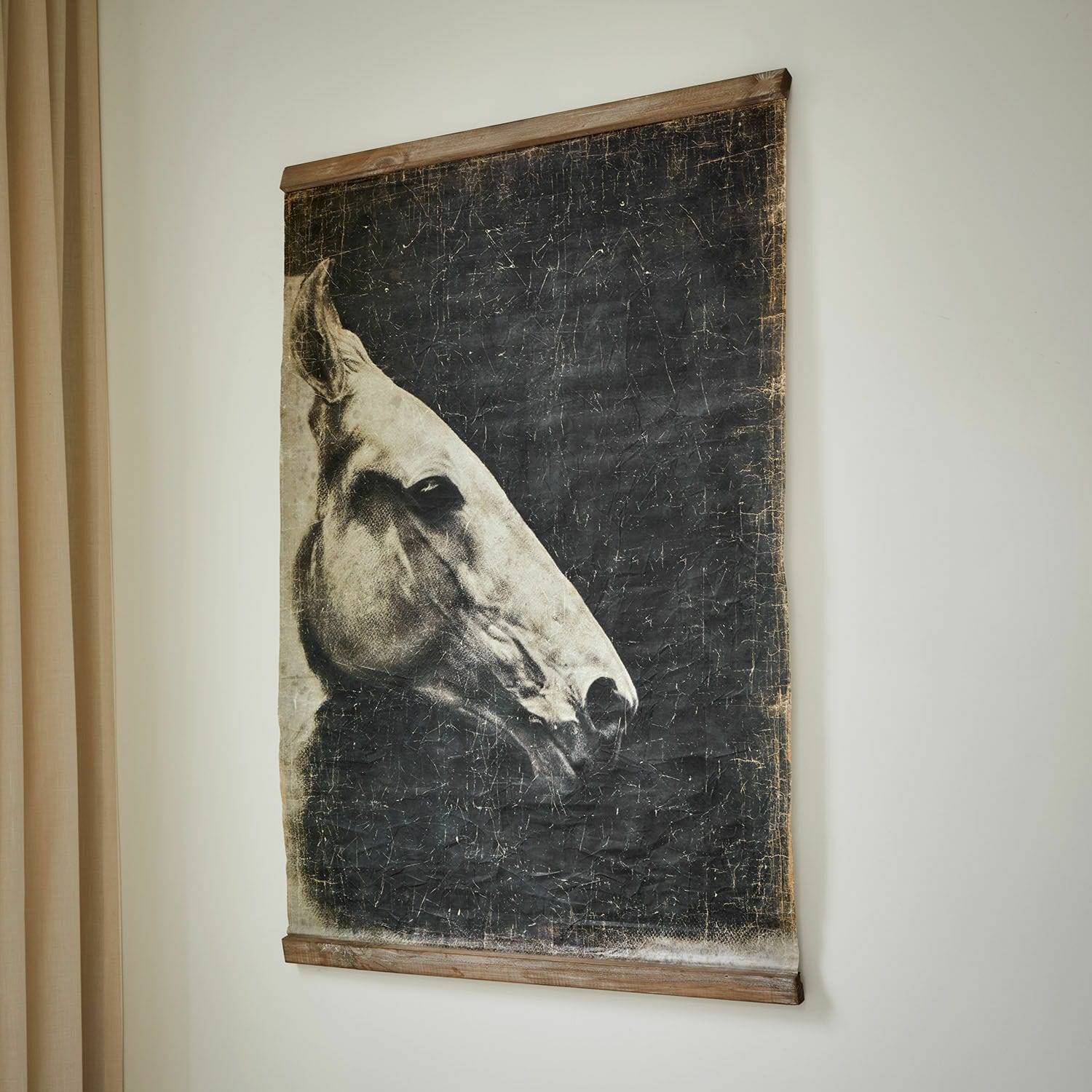 Cuadro Ravonnach Póster vintage con retrato de caballo en blanco y negro con marco de madera para decoración de pared