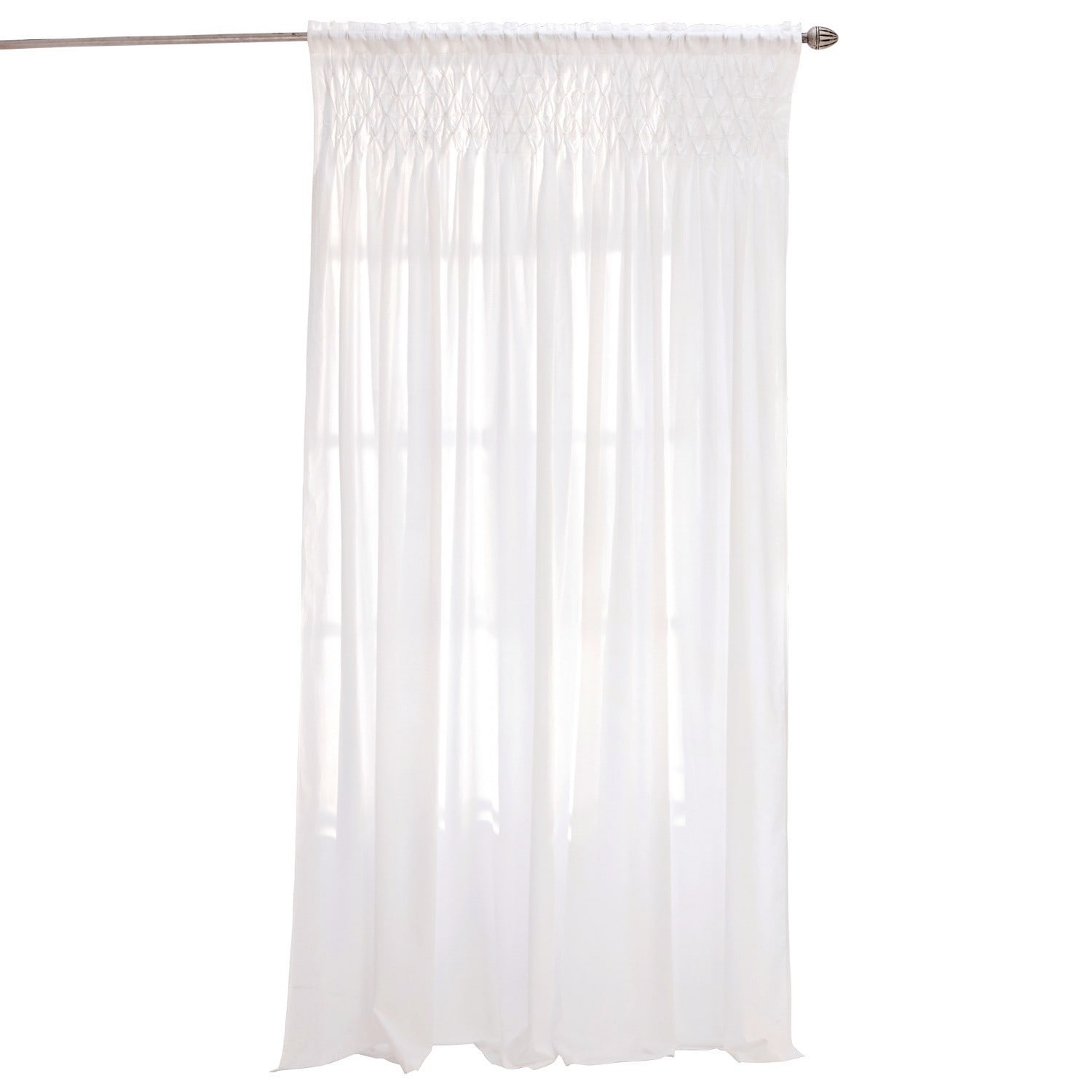 Cortina Otilie Cortina blanca de algodón con fruncidos en la parte superior, decoración ligera para ventana