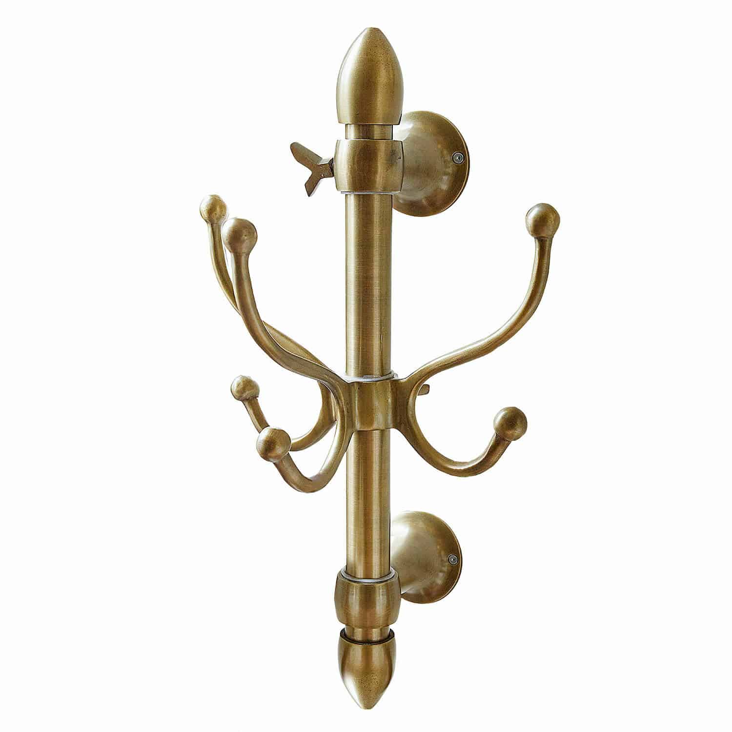 latón antiguo Perchero de pared de latón antiguo con varios ganchos para ropa y accesorios