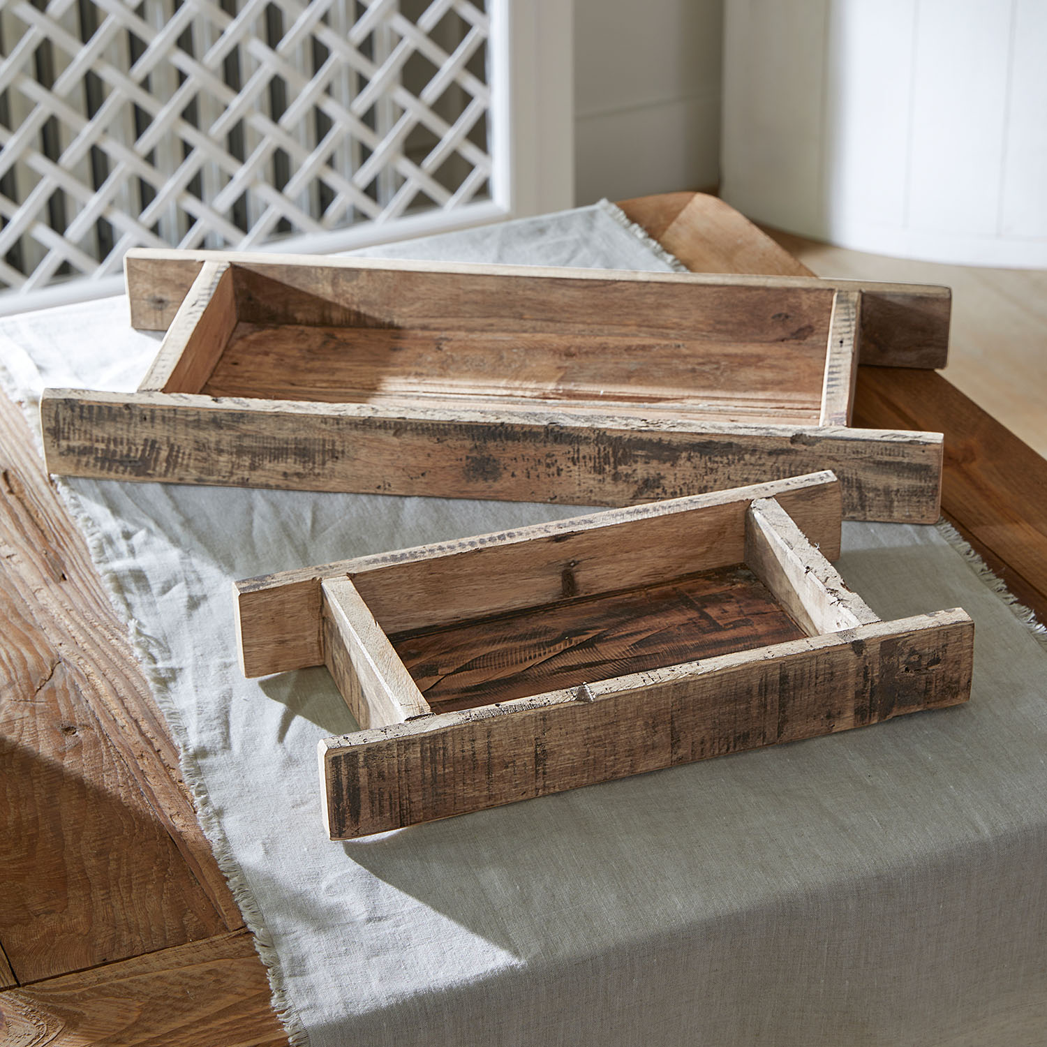 Bandejas rectangulares de madera natural para decoración o almacenamiento en mesa
