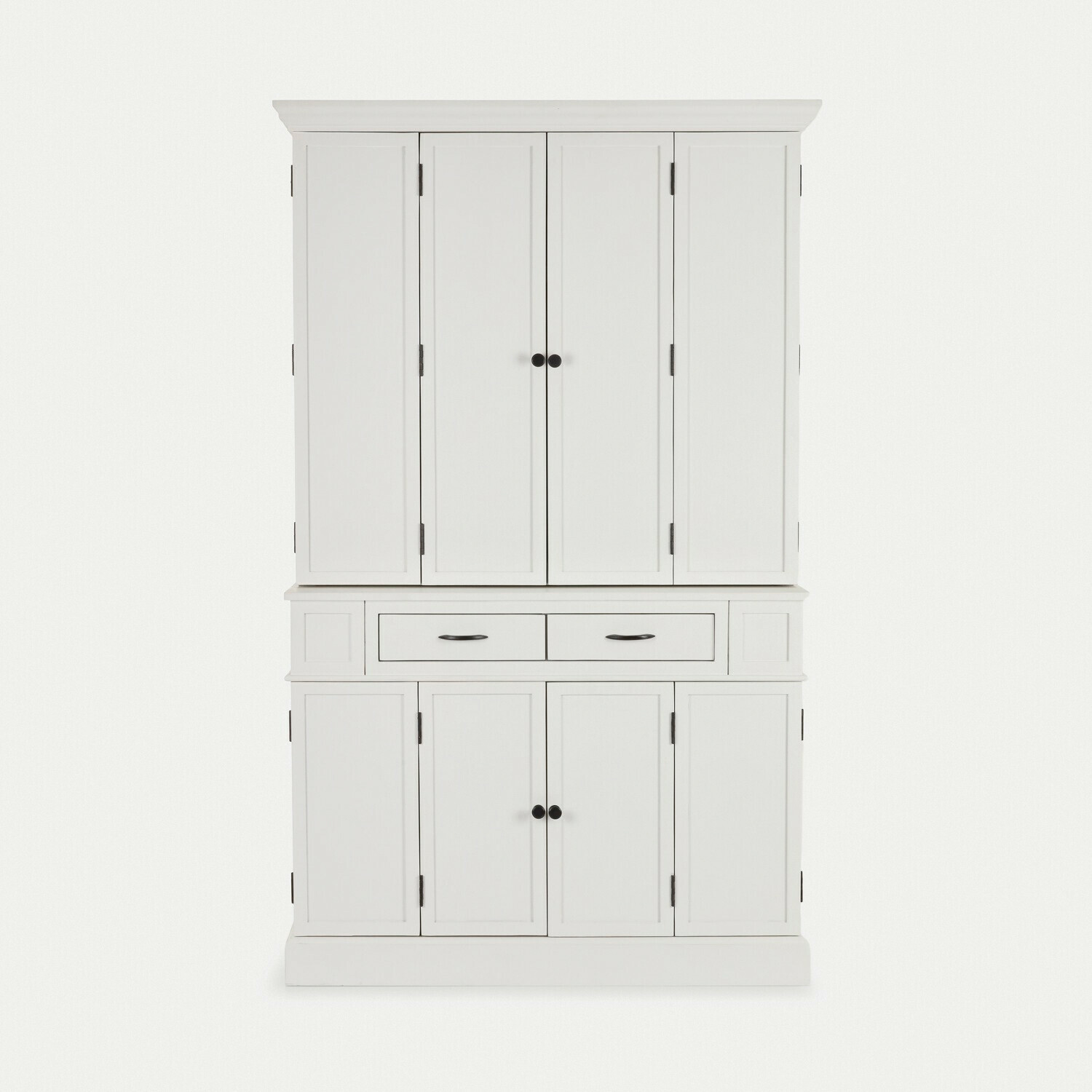 Vitrina Lydia Armario blanco de madera con cuatro puertas y dos cajones para almacenamiento en salón