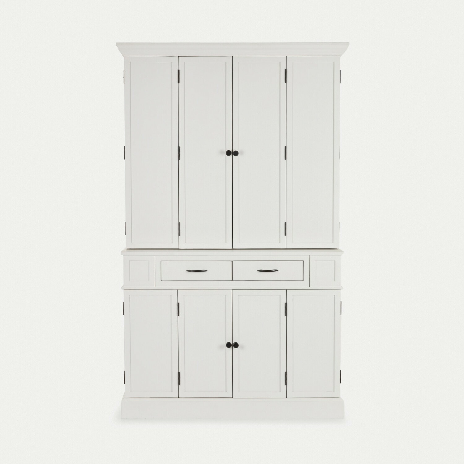 Vitrina Lydia Armario blanco de madera con cuatro puertas y dos cajones para almacenamiento en salón
