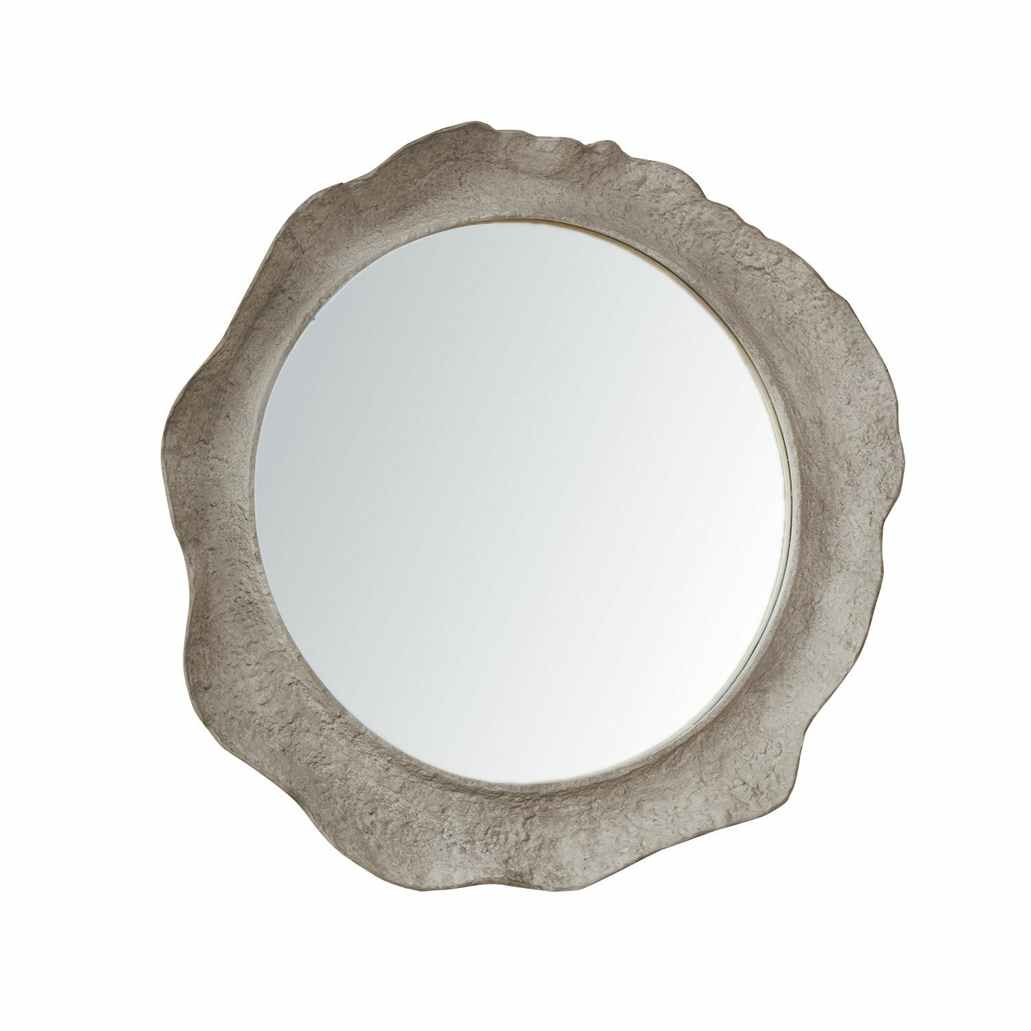Espejo Orivelle Espejo redondo con marco de hormigón gris de forma irregular, espejo decorativo de pared
