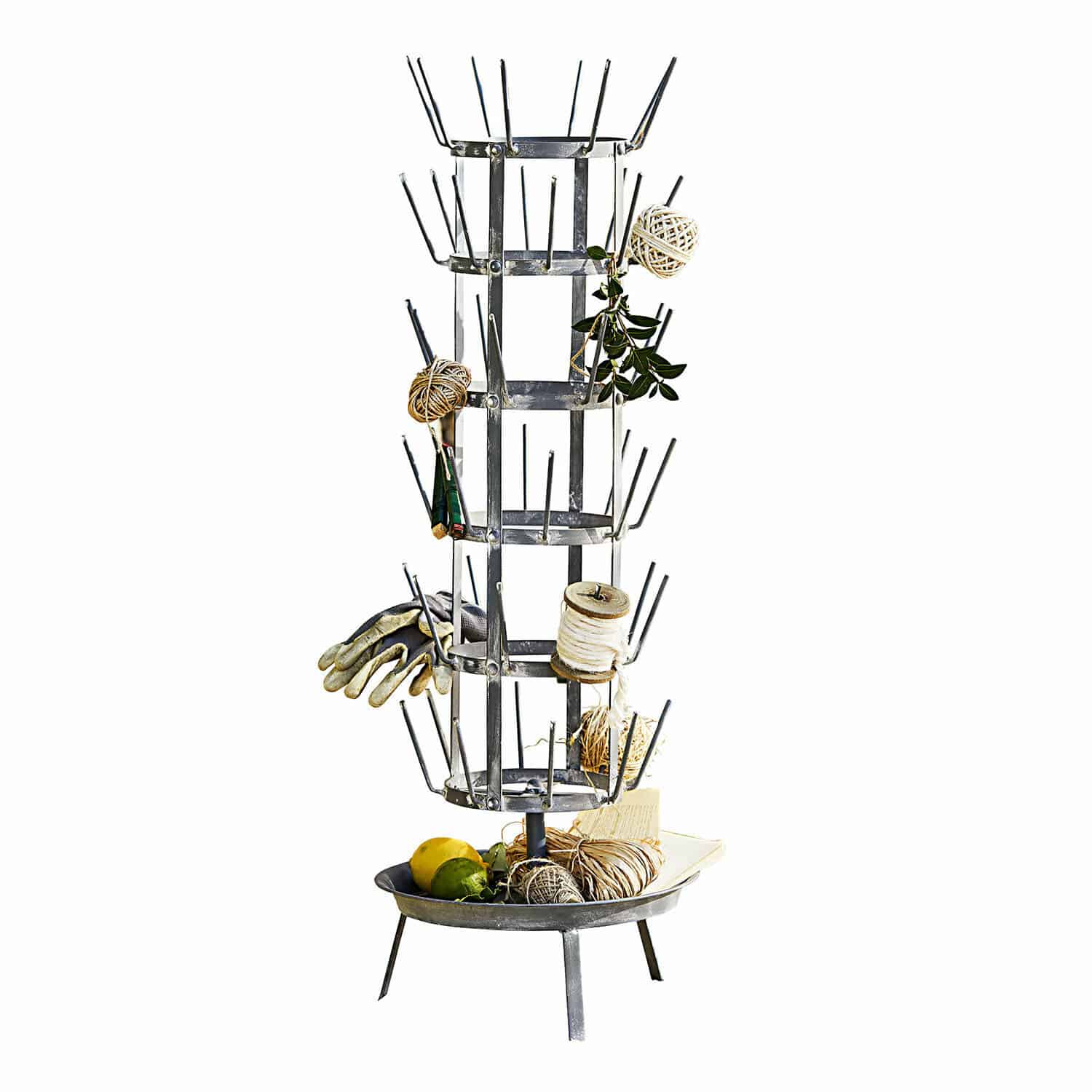 Soporte para macetas Leeston Soporte de jardín de metal con ganchos y bandeja para herramientas y accesorios de jardinería