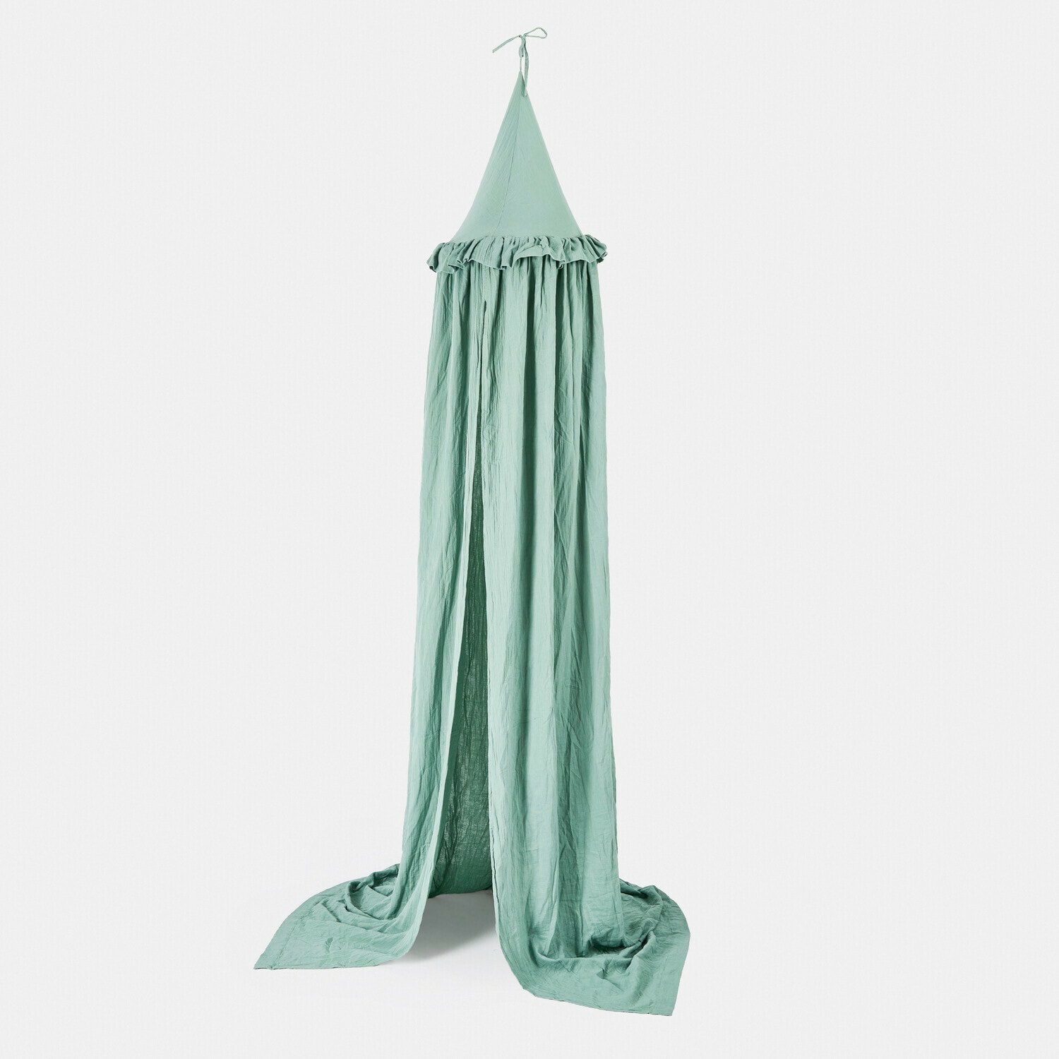 Dosel de cama Nuvinas Dosel verde menta de tela ligera con volante, decoración suave para habitación infantil