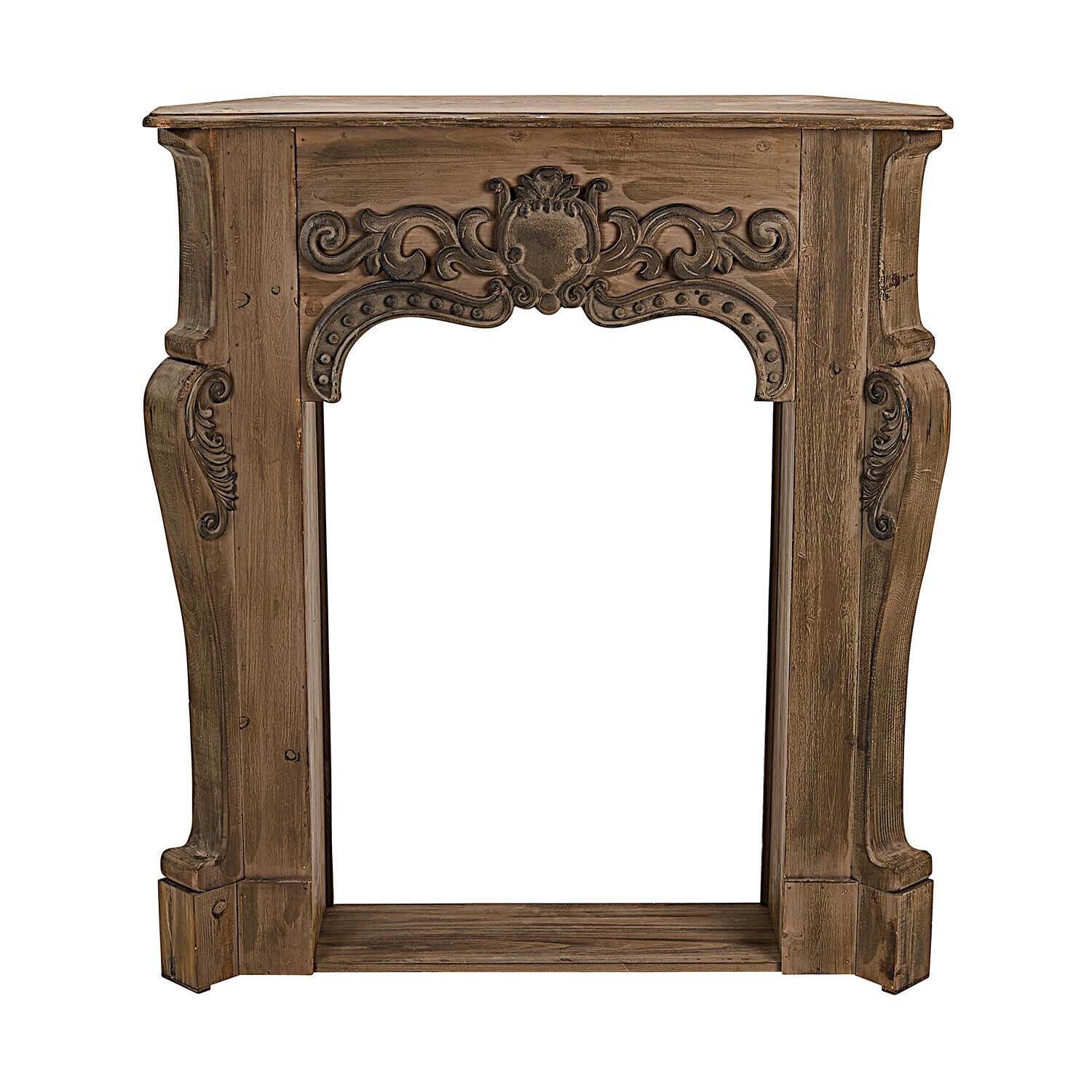 marrón Consola de chimenea Emporia marrón de madera con tallados decorativos, estilo vintage para salón