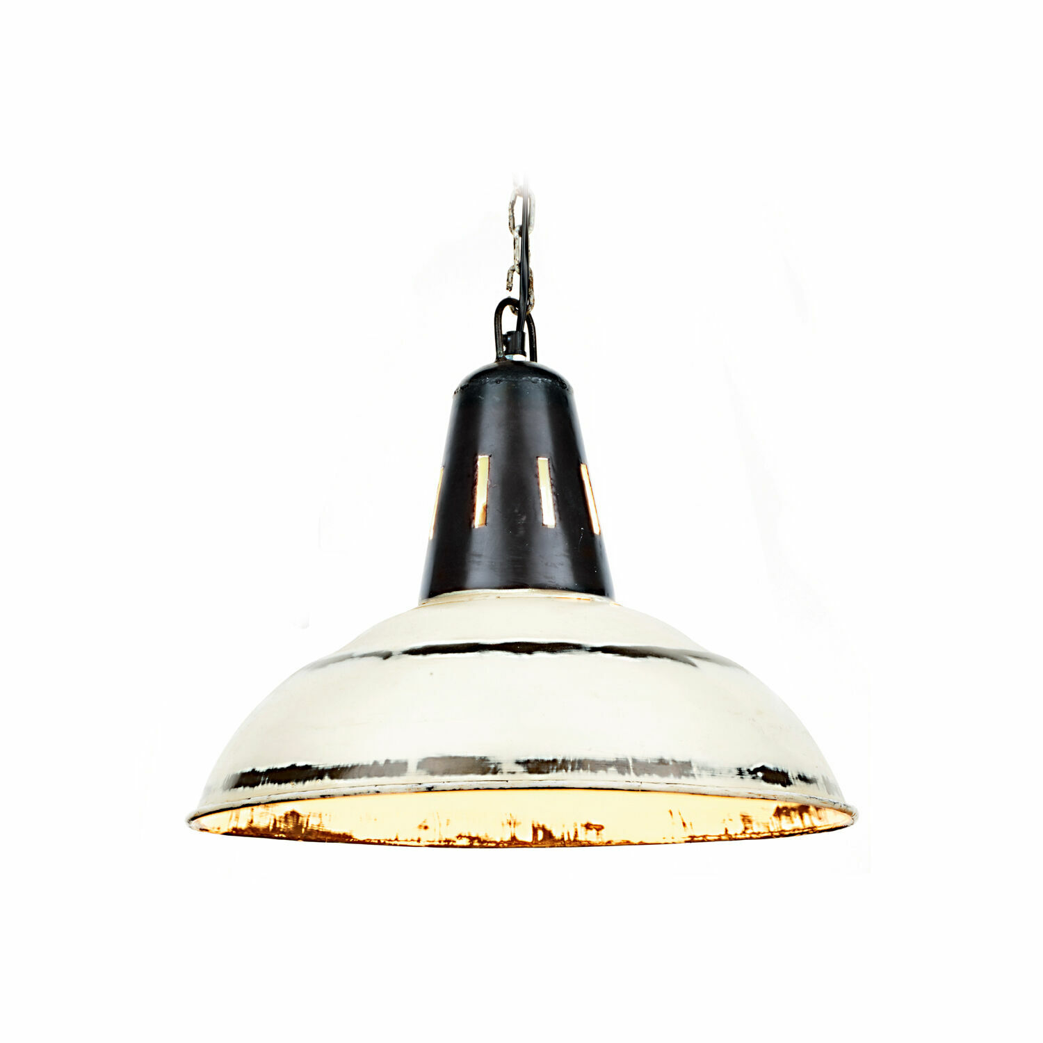 Lámpara colgante Dukes de metal en blanco antiguo, estilo industrial para salón