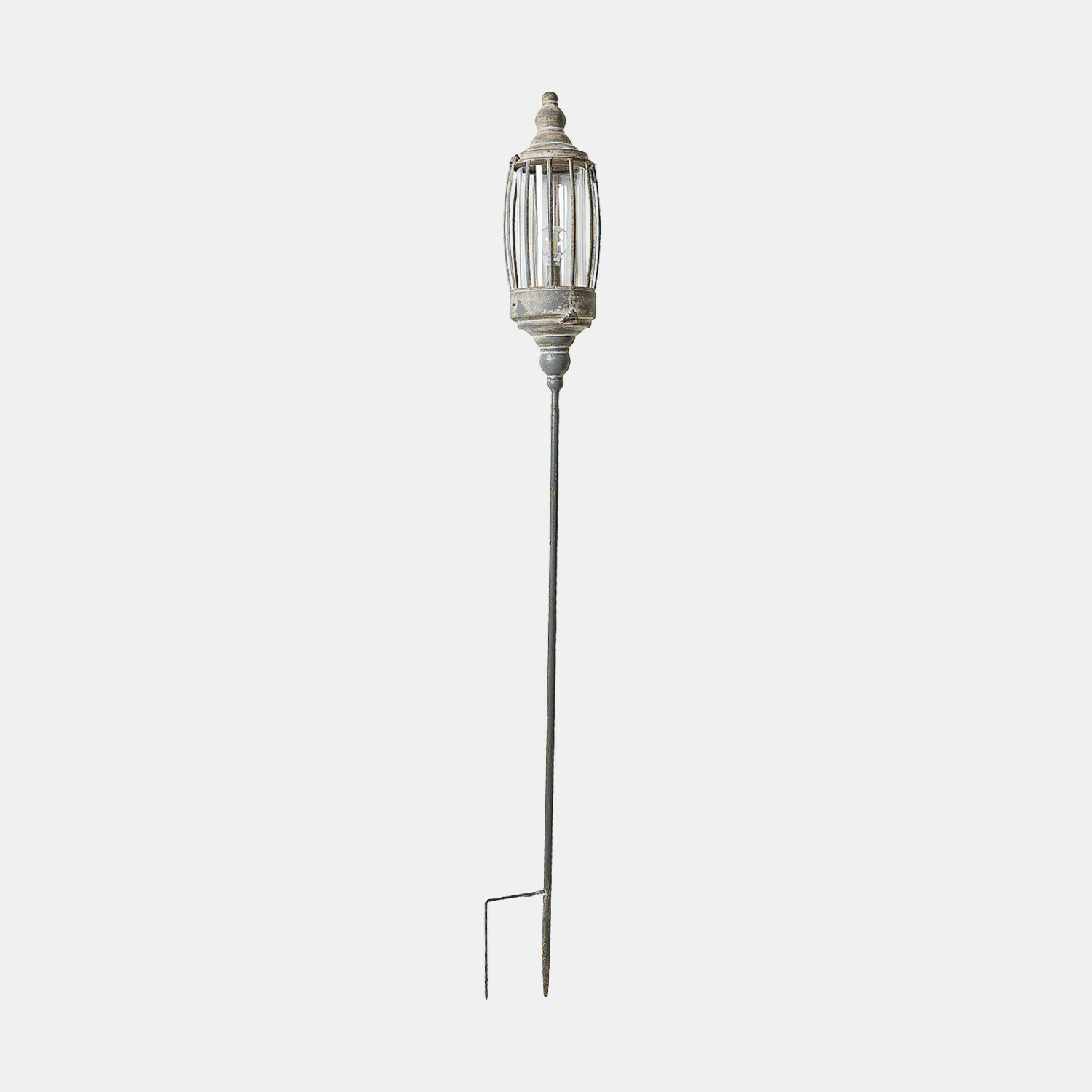 gris antiguo Linterna LED recargable Lagia en gris antiguo con soporte metálico para jardín