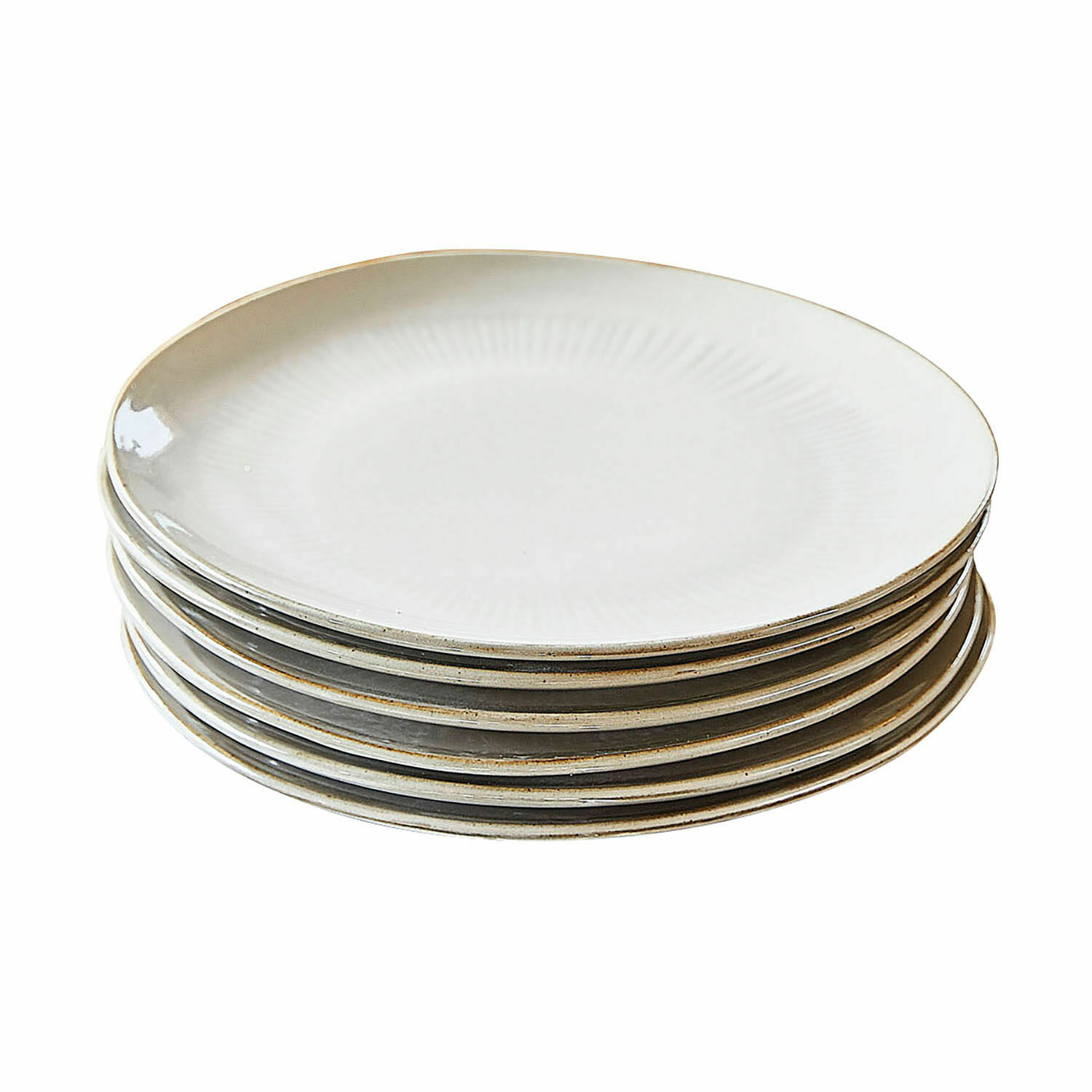 beige Juego de 6 platos de postre beige de cerámica, diseño elegante para uso diario