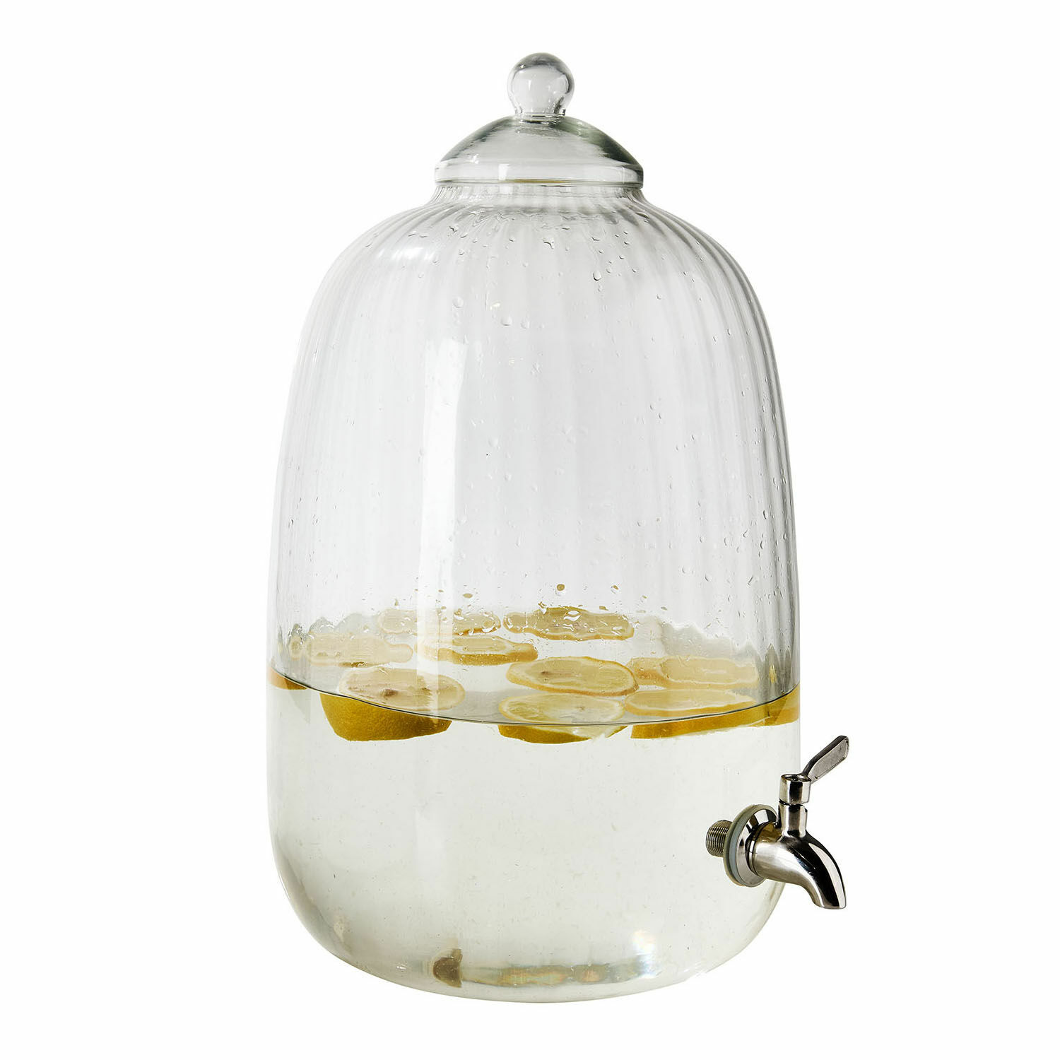 Dispensador de bebidas Alindor Dispensador de bebidas de vidrio transparente con tapa y grifo, rodajas de limón dentro