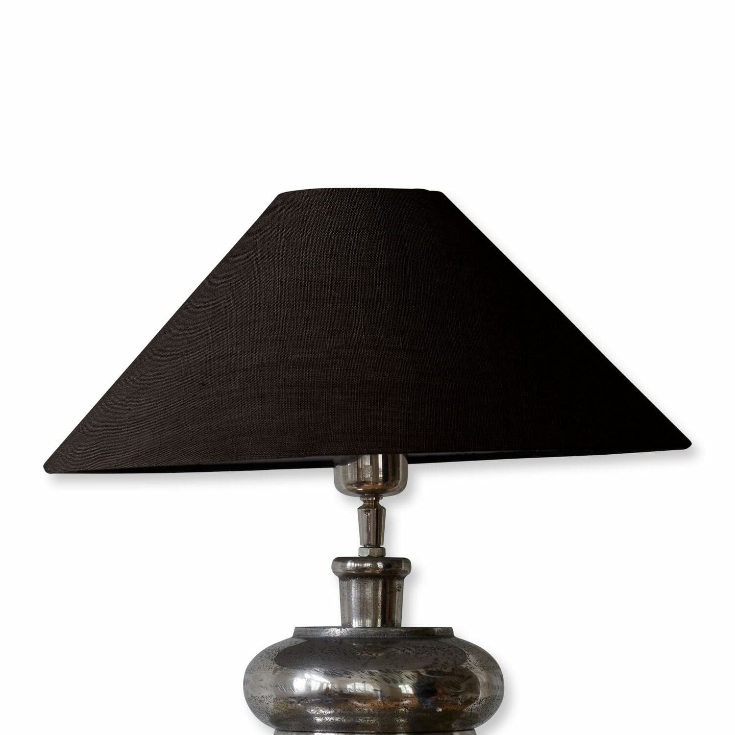 Pantalla de lámpara Emmera negra de tela con base metálica para lámpara de mesa