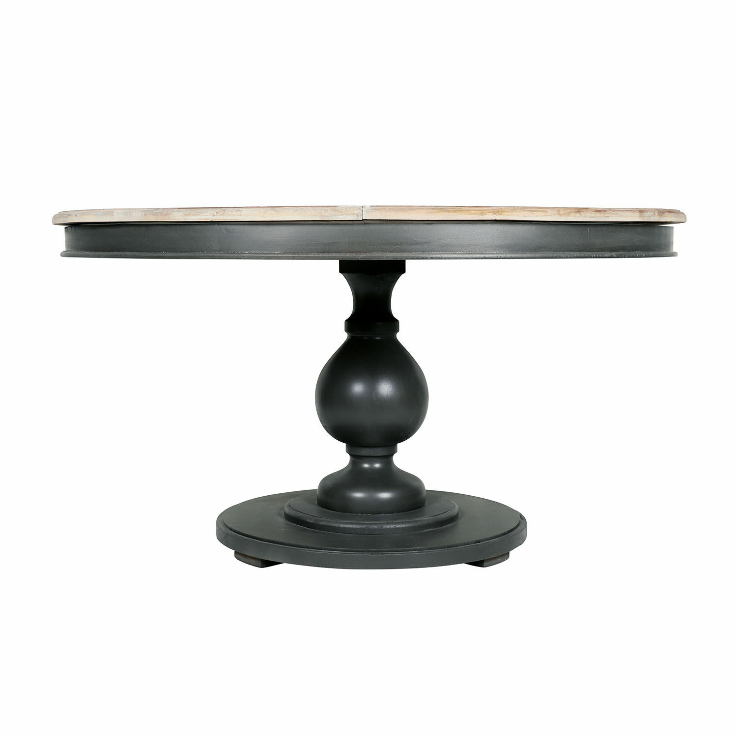 Mesa Shrewsbury Mesa redonda con tablero de madera clara y base central de metal negro para comedor