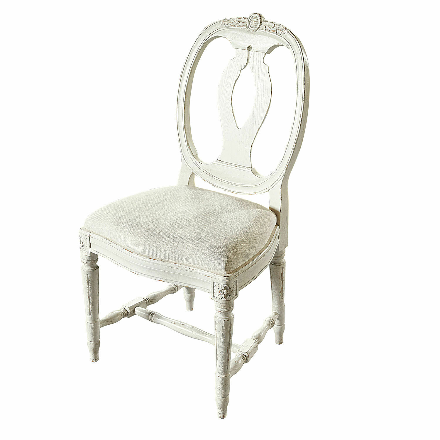 Silla San Gavino Silla blanca de madera con asiento tapizado estilo vintage para salón