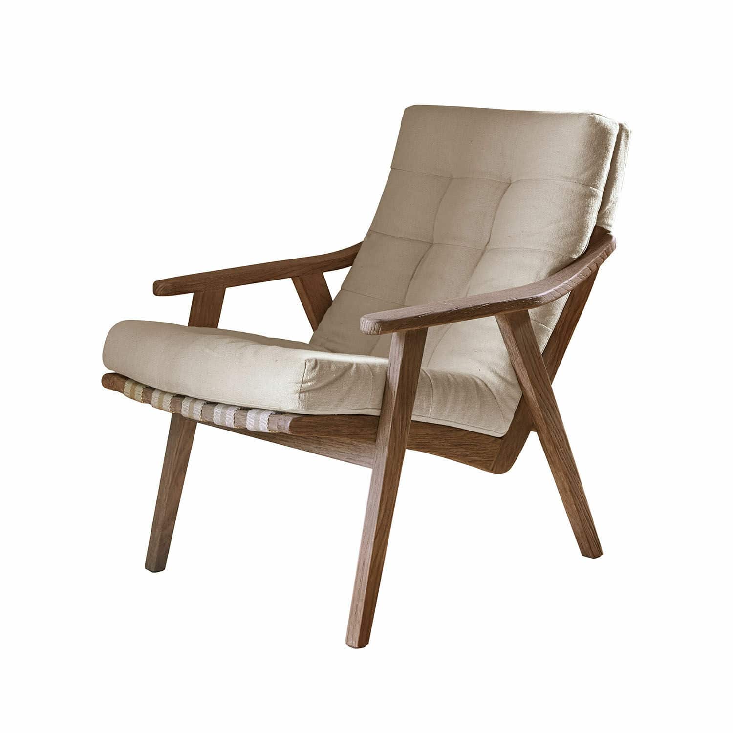 Sillón Rothwick Sillón con estructura de madera y cojín beige acolchado, asiento cómodo para salón