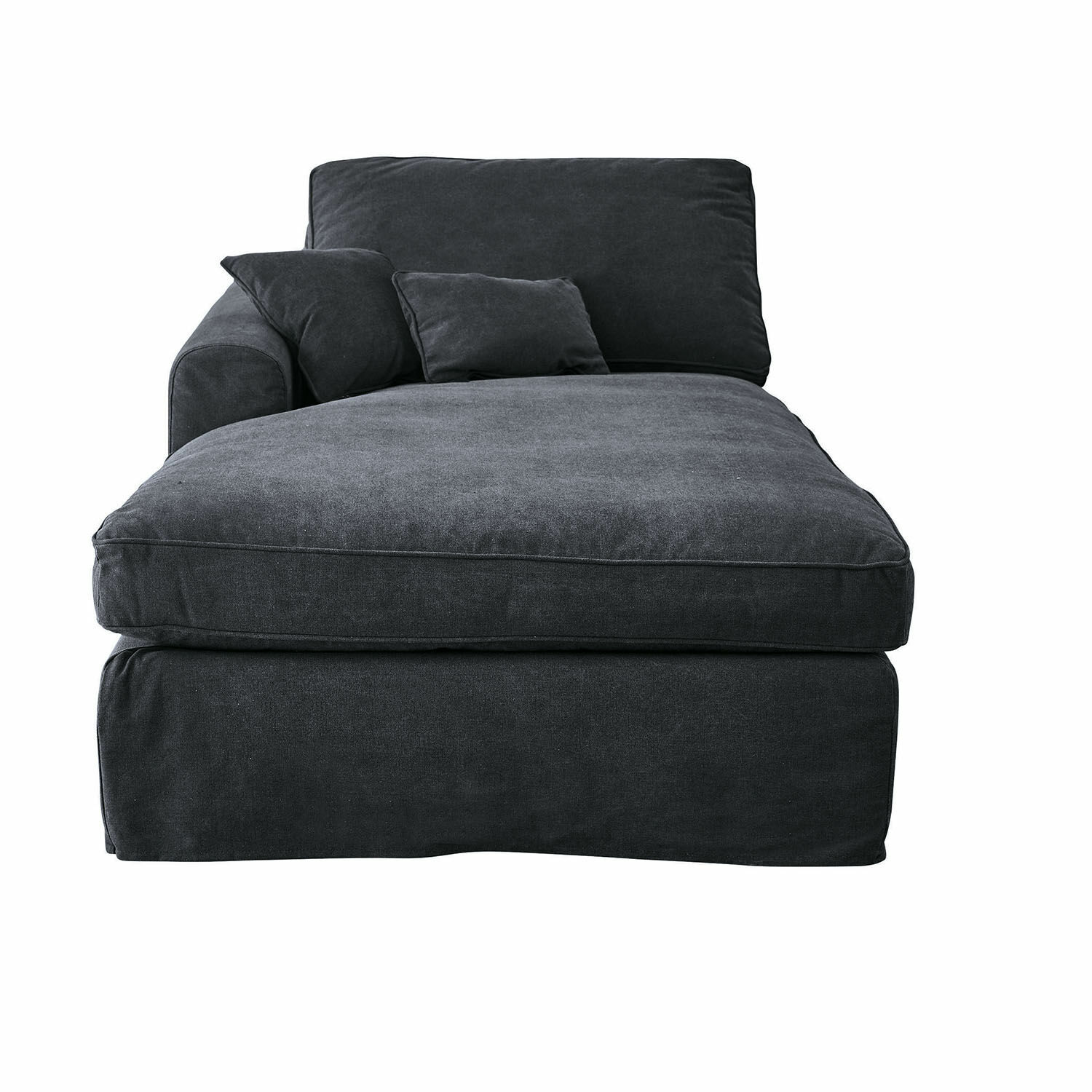 Chaiselongue Seaford de tela gris oscuro, sofá cómodo y elegante para sala de estar
