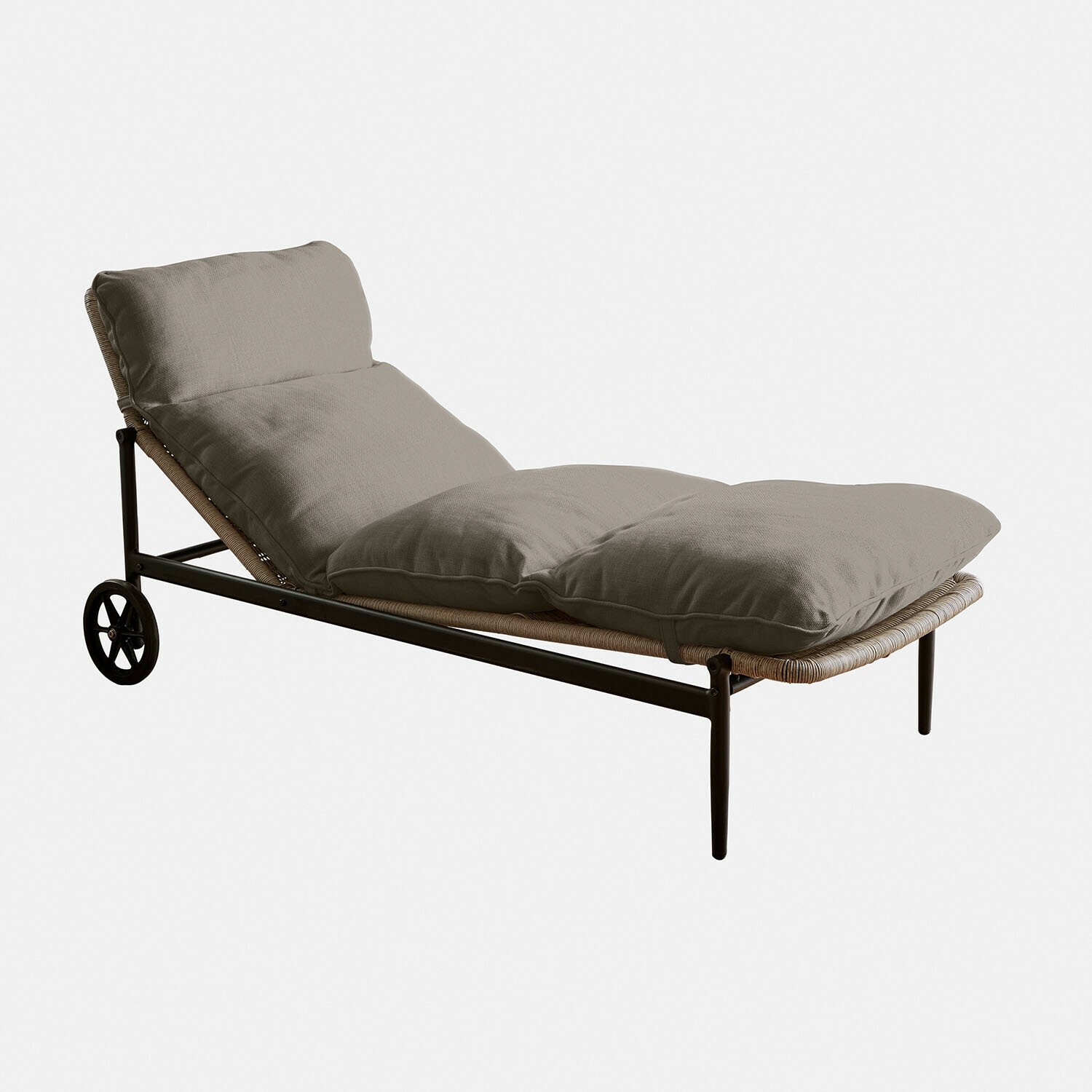 marrón/gris Tumbona Langforda de metal marrón con cojines grises, mueble de jardín cómodo