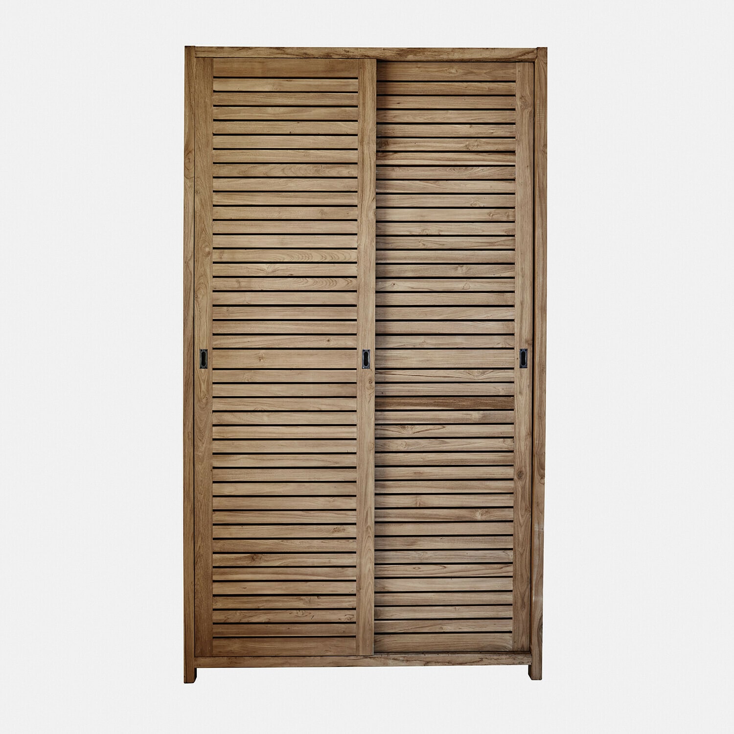 Armario con puertas correderas de madera de teca natural, mueble de almacenamiento