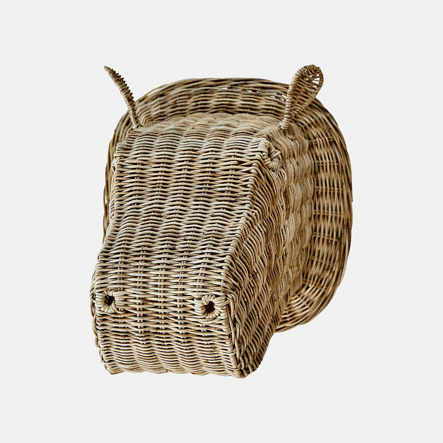 Decoración de pared Wibbelu Cabeza decorativa de hipopótamo de mimbre natural para colgar en la pared