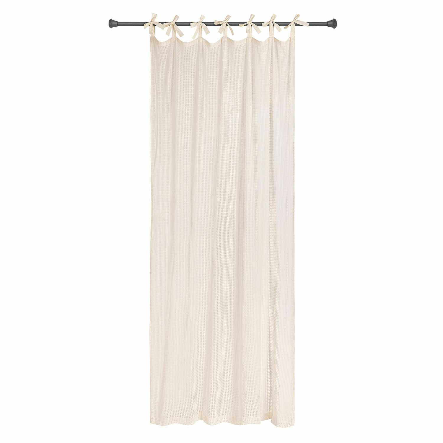 Cortina Gracemere Cortina beige de algodón con lazos, ligera y decorativa para salón o dormitorio