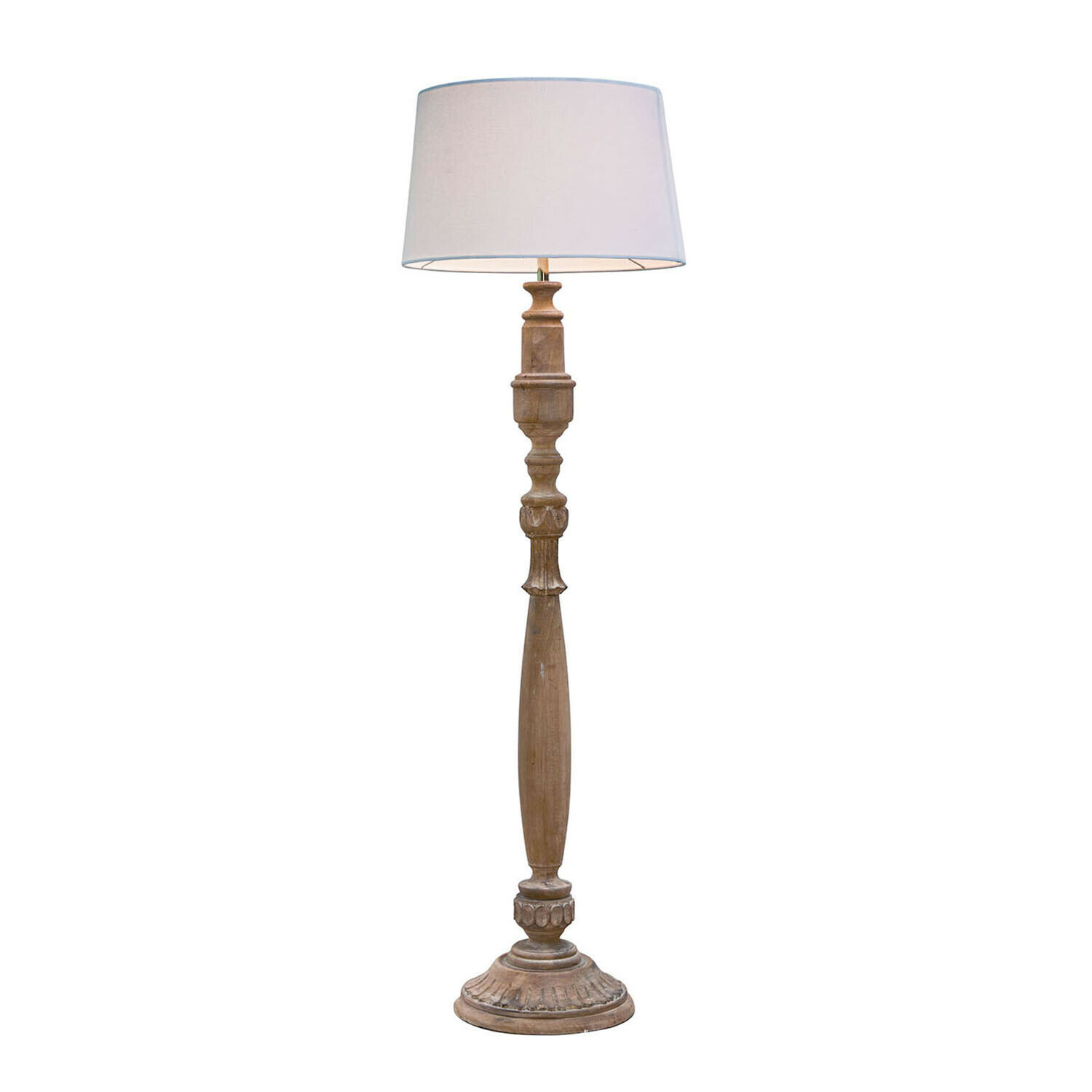 Lámpara de pie Wynleigh Lámpara de pie de madera con pantalla blanca, diseño clásico para salón, lámpara decorativa elegante