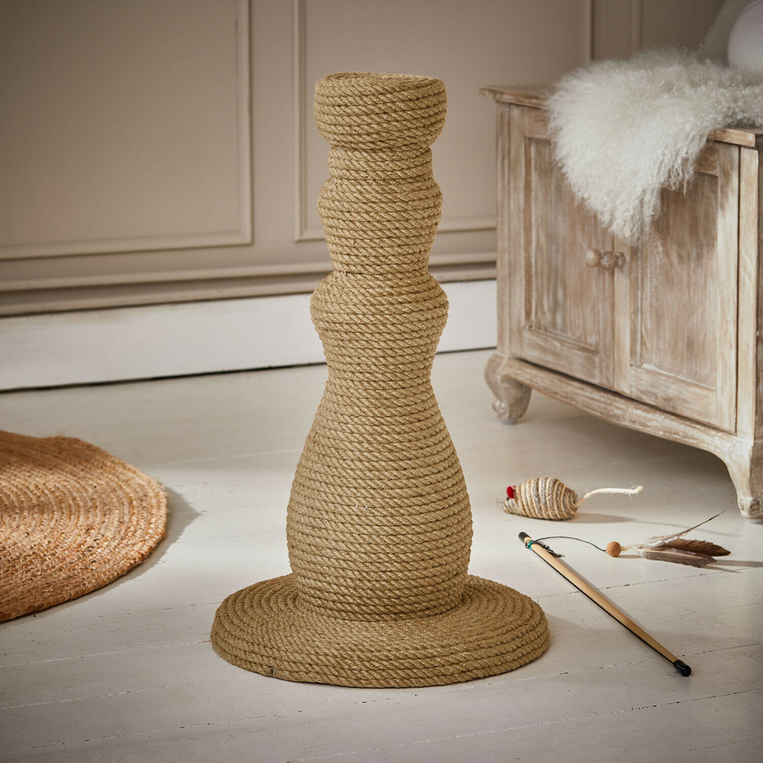 Rascador para gatos Florévine Rascador para gatos de cuerda natural beige, accesorio resistente y decorativo para el hogar