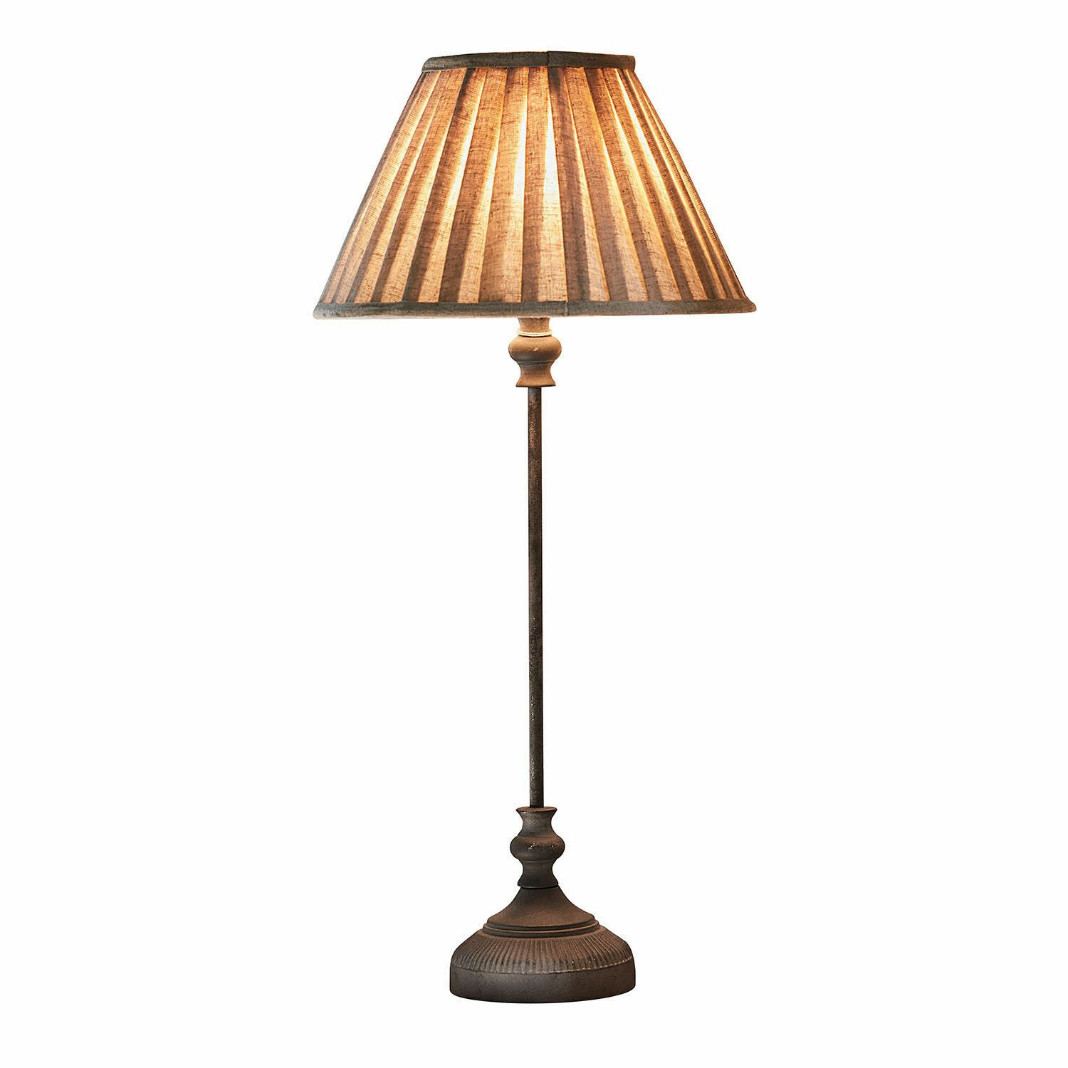 Lámpara de mesa Ponsardin Lámpara de mesa con base metálica y pantalla beige, luz decorativa para salón