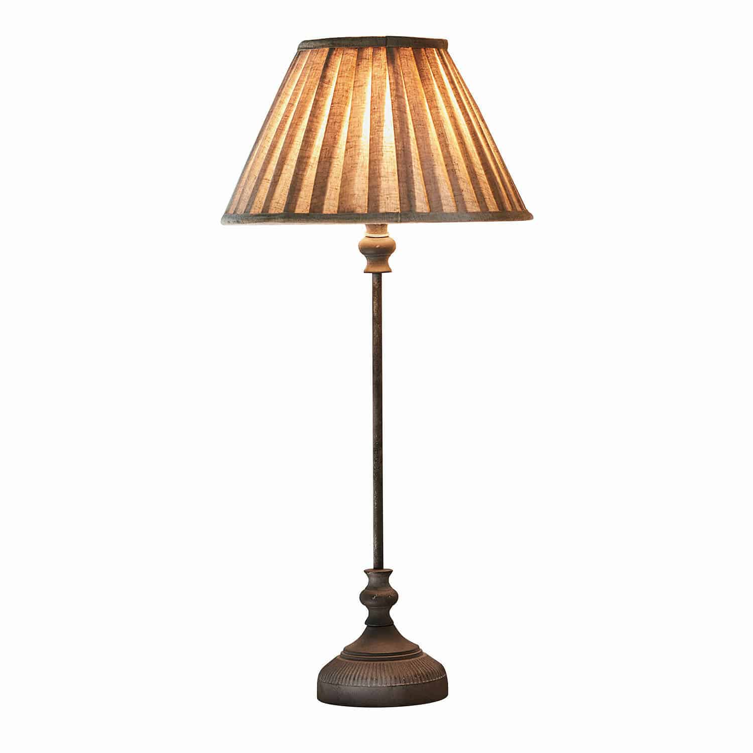 Lámpara de mesa Ponsardin Lámpara de mesa con base metálica y pantalla beige, luz decorativa para salón