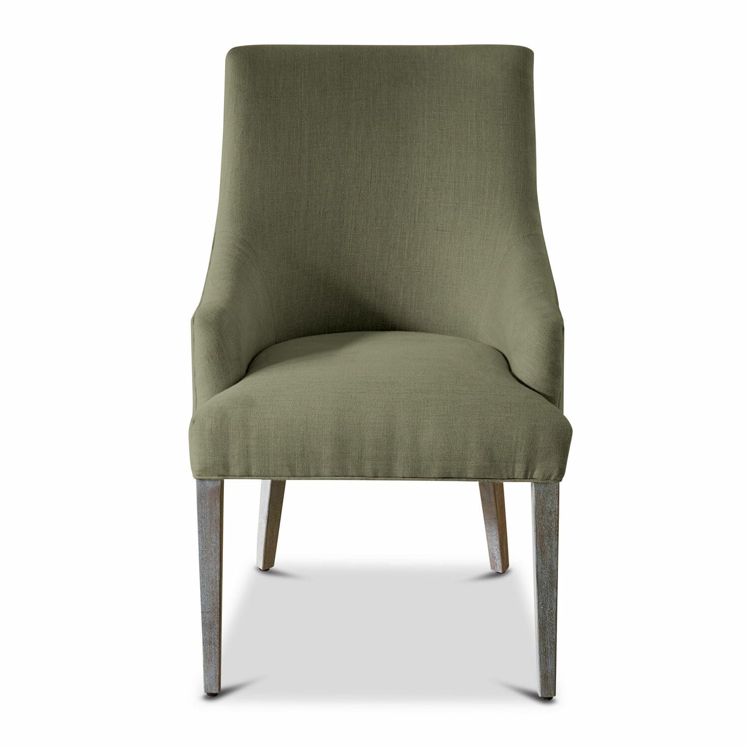 verde Sillón Hyeres verde tapizado con patas de madera, asiento cómodo para sala de estar