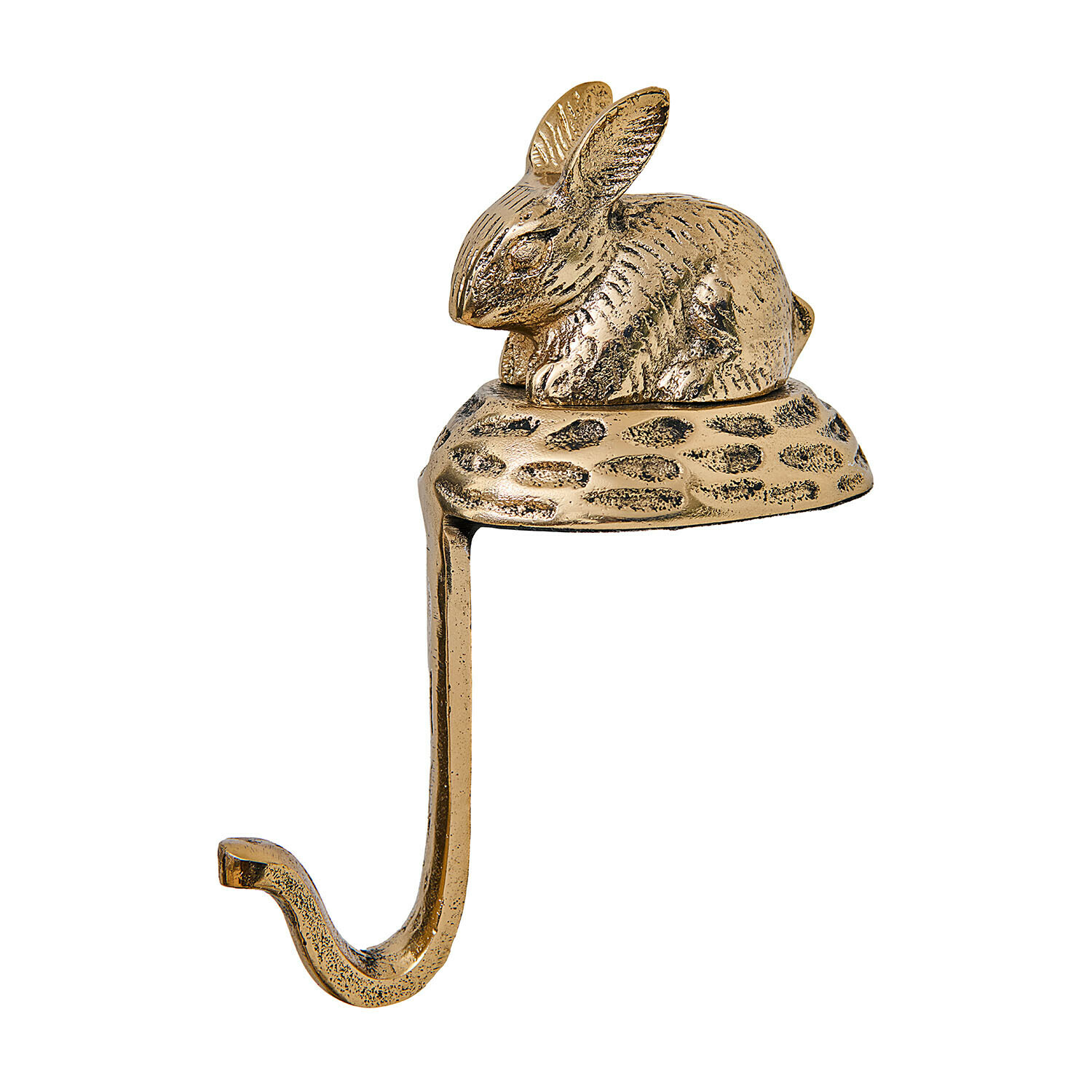 Gancho Luneford Gancho de pared metálico dorado con figura de conejo sobre nido, gancho decorativo