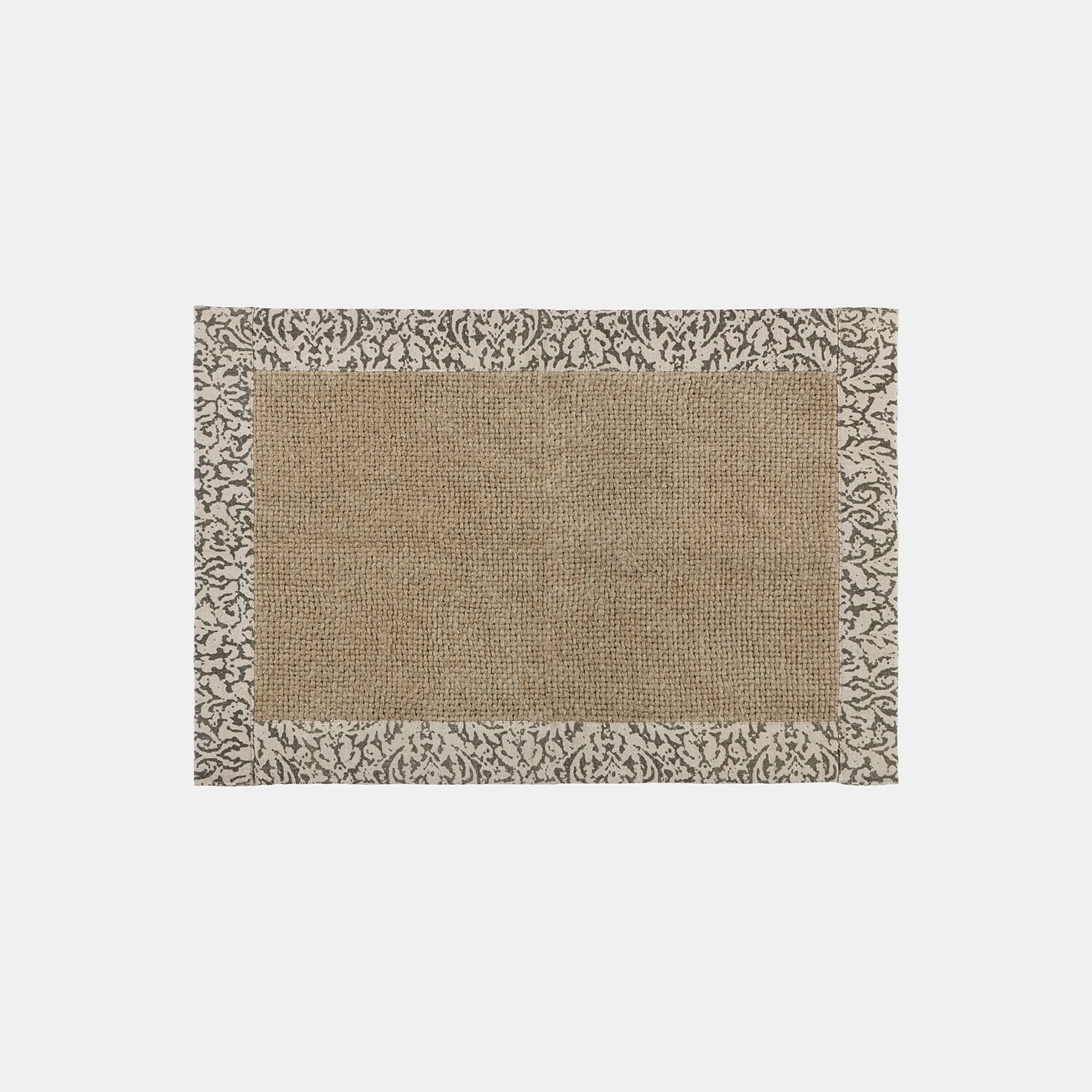 Alfombrilla de baño Falmont Alfombra rectangular de yute natural con borde gris decorativo, accesorio duradero para el hogar