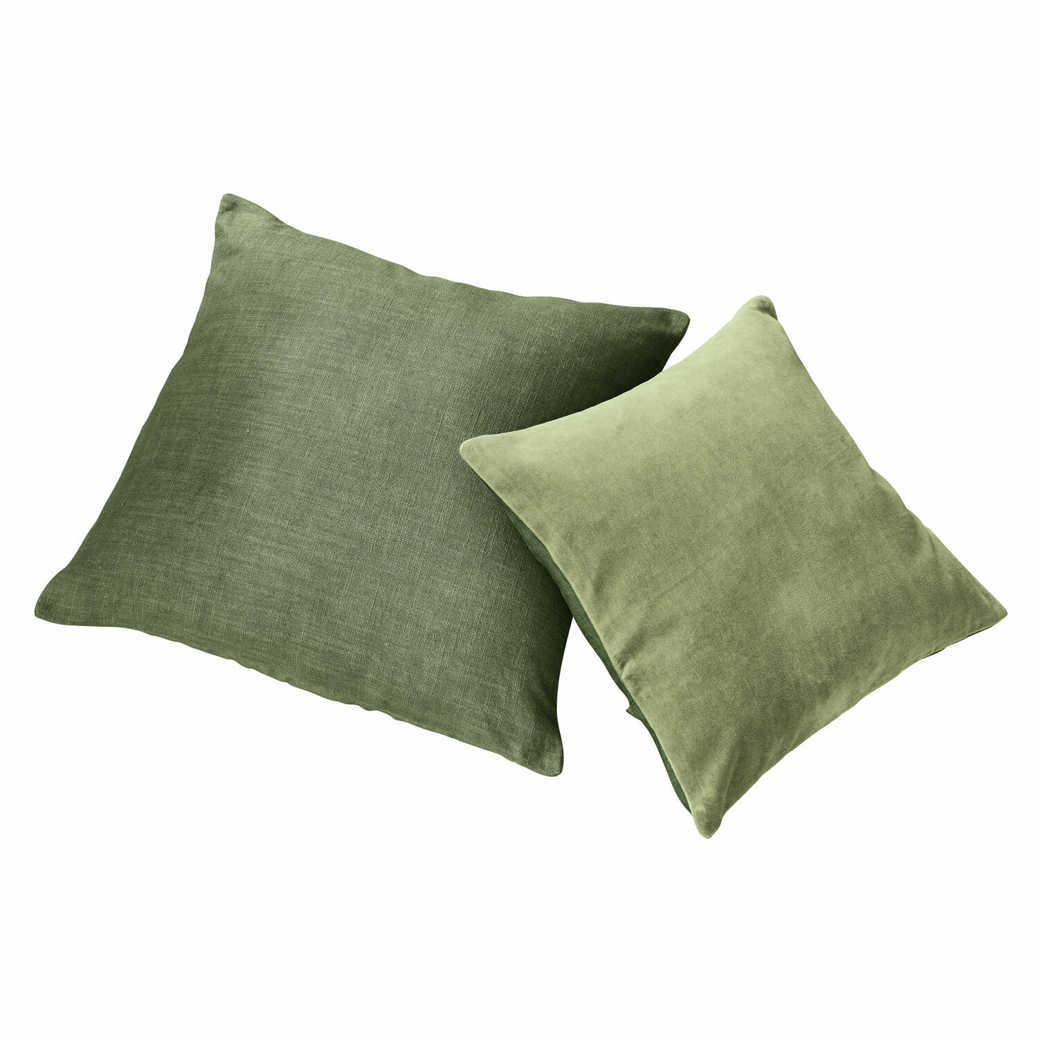 Set de 2 fundas de cojín Salina Conjunto de dos cojines decorativos verdes de diferentes materiales para sala