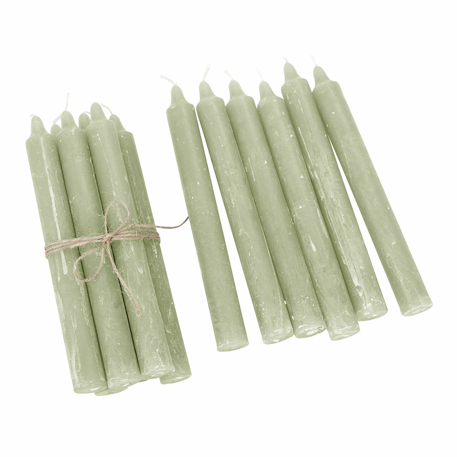salvia Set de 12 velas Bauceau de cera en color salvia, decoración de interiores y luz ambiental