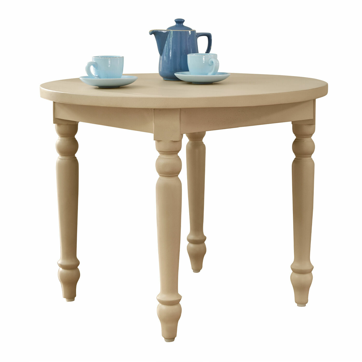 Mesa para niños Sourila Mesa redonda beige de madera con patas decorativas, perfecta para café y té en sala