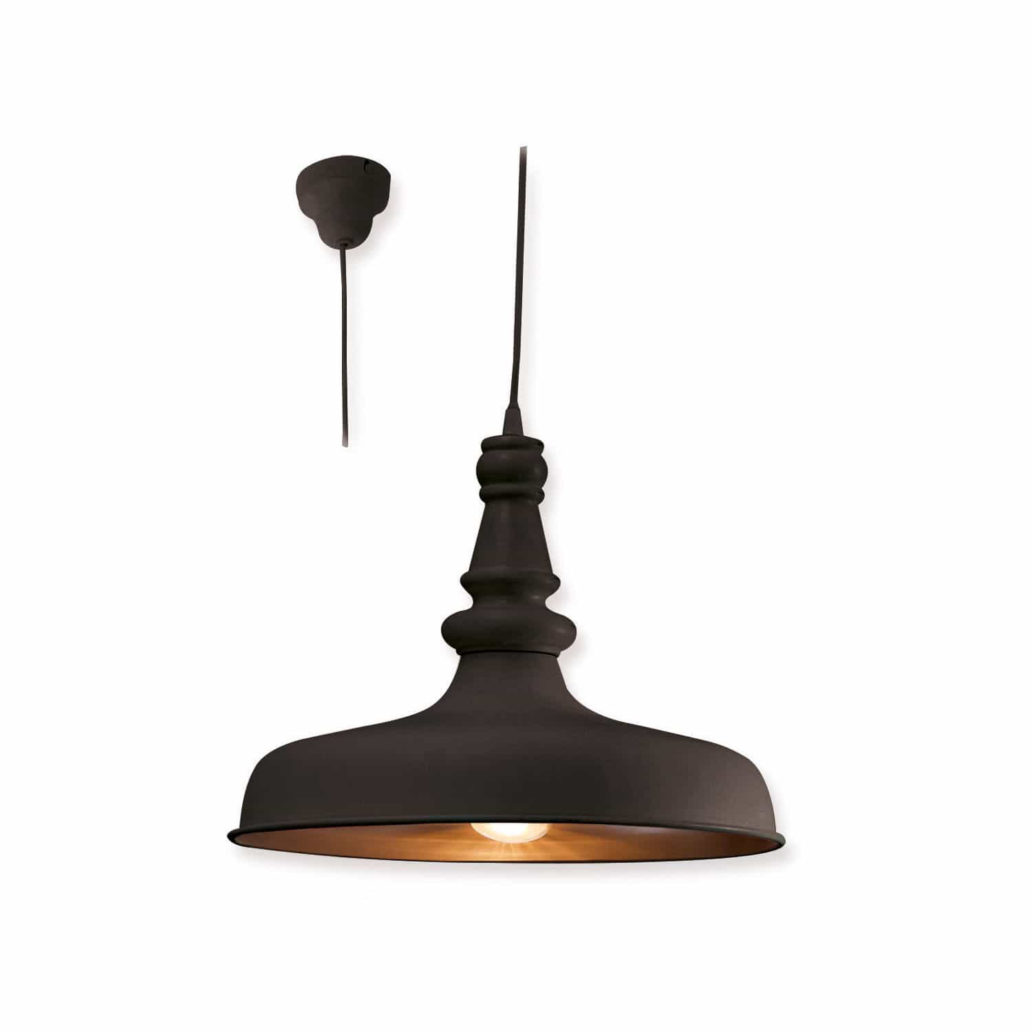 Lámpara colgante Camryn Lámpara colgante de metal negro con pantalla decorativa y luz cálida para interiores