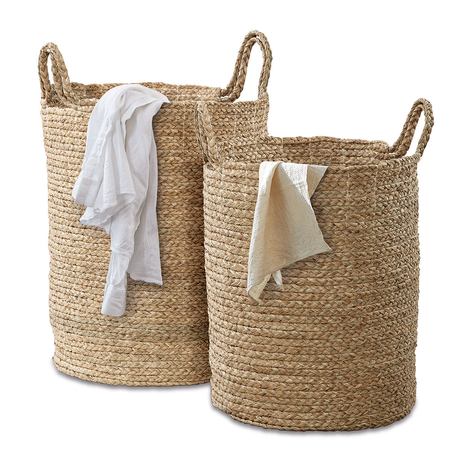 Set de 2 cestos para ropa Oakdale Conjunto de dos cestas grandes de hierba marina trenzada natural en color beige para almacenamiento