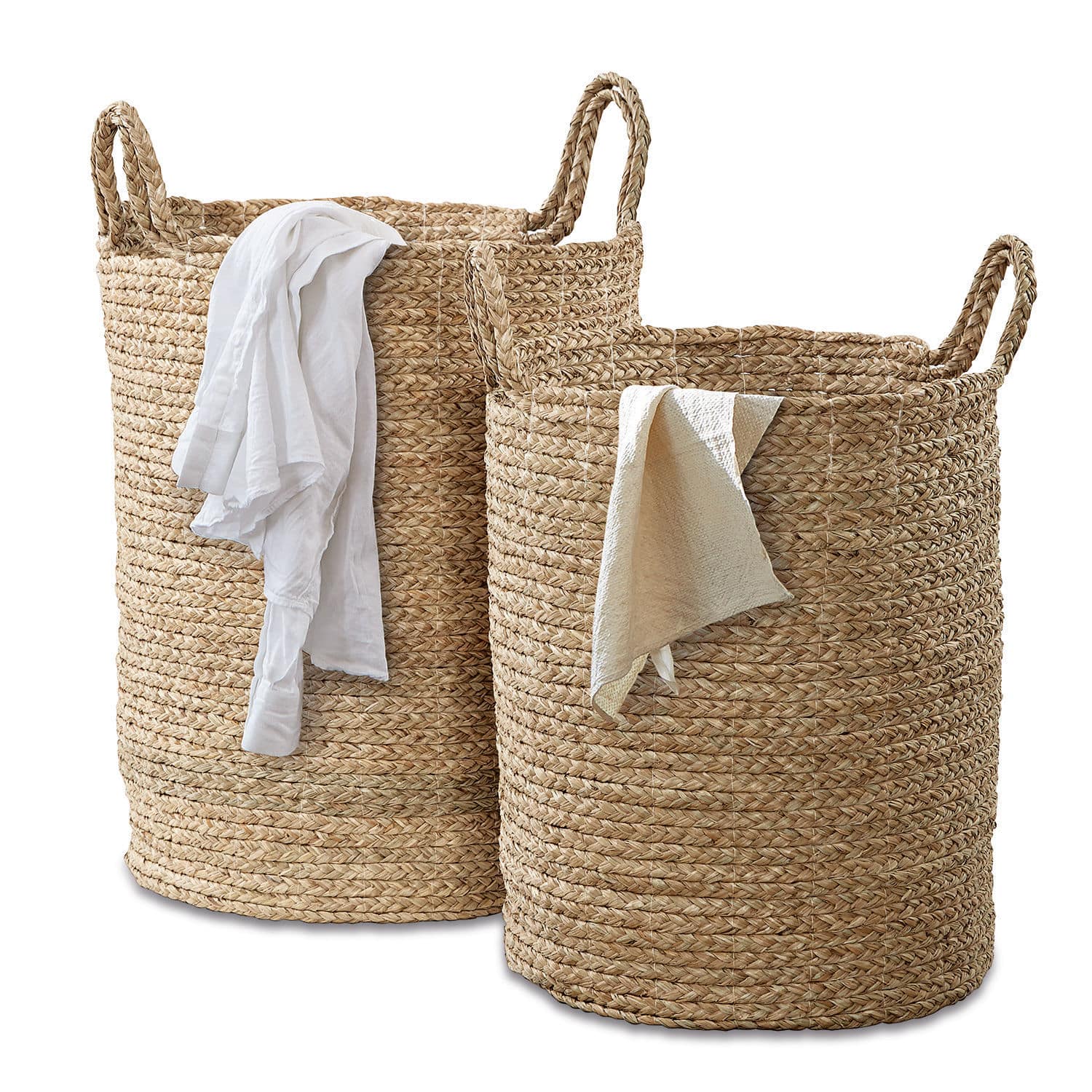 Set de 2 cestos para ropa Oakdale Conjunto de dos cestas grandes de hierba marina trenzada natural en color beige para almacenamiento