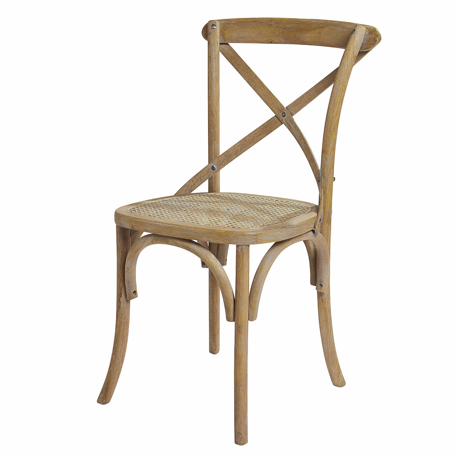 Silla Kary de madera marrón con asiento de mimbre trenzado, estilo rústico para comedor