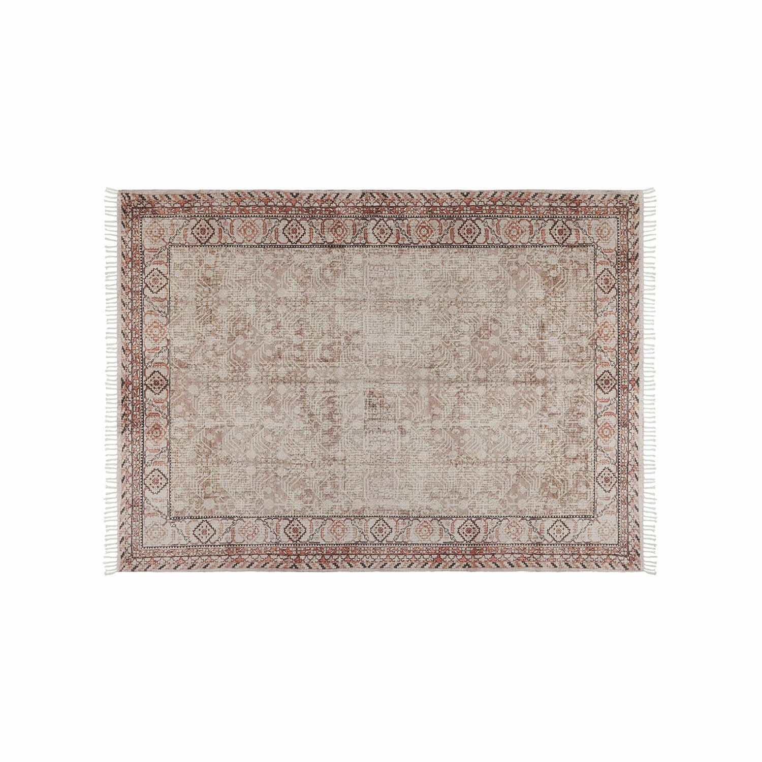 Alfombra Bunbury marrón beige con diseño sutil, apta para interiores y exteriores