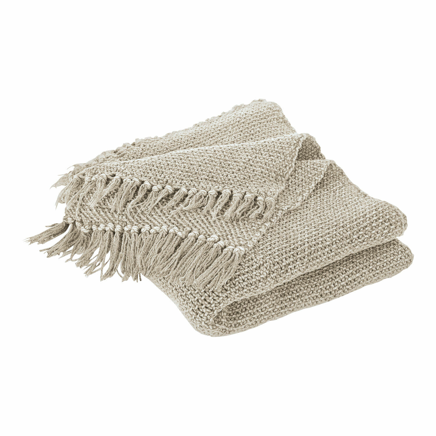 Plaid Kendall Manta beige con flecos de material suave, ideal para decorar y abrigar el hogar
