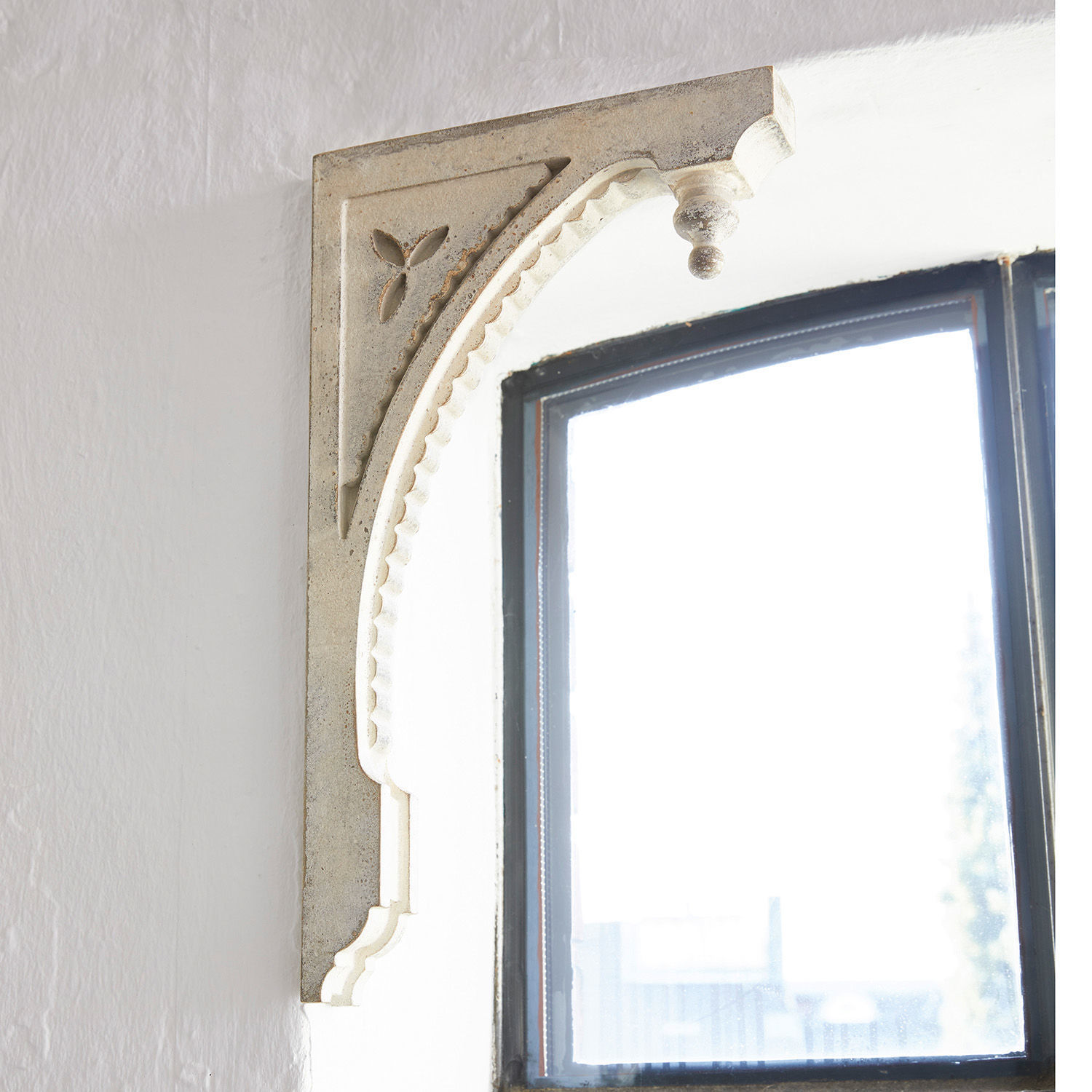 Set de 2 adornos de pared Bizue Soporte decorativo de piedra gris claro junto a ventana, estilo vintage, elemento interior