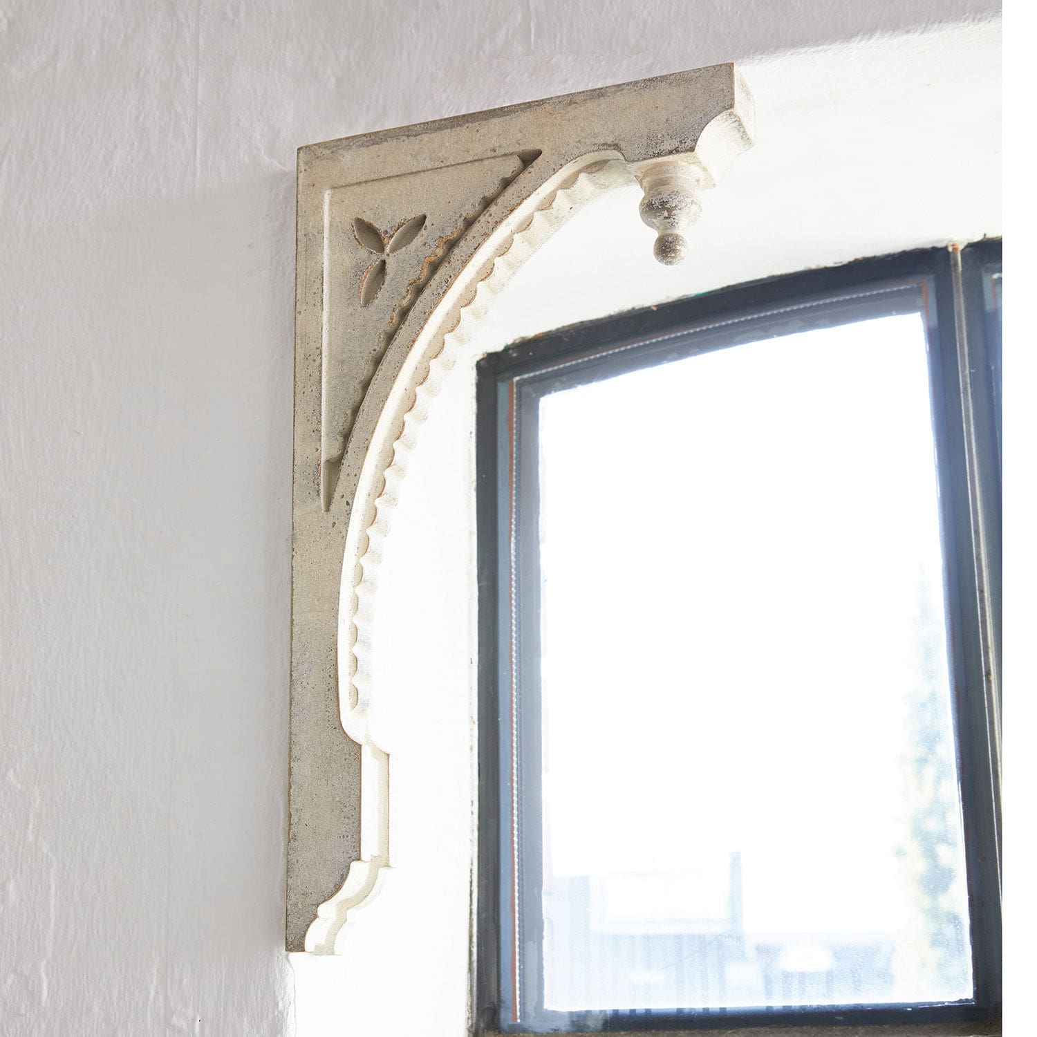 Set de 2 adornos de pared Bizue Soporte decorativo de piedra gris claro junto a ventana, estilo vintage, elemento interior