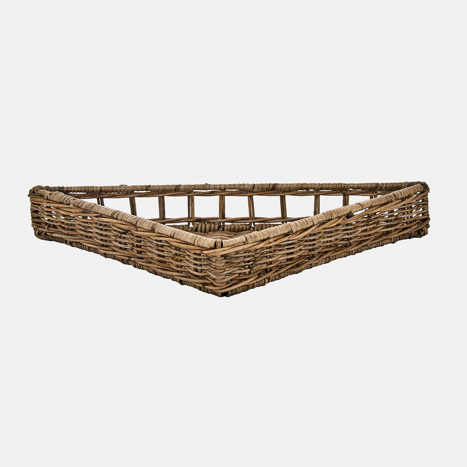 Cesta triangular Célunise Cesta triangular de mimbre marrón natural para almacenamiento y decoración del hogar