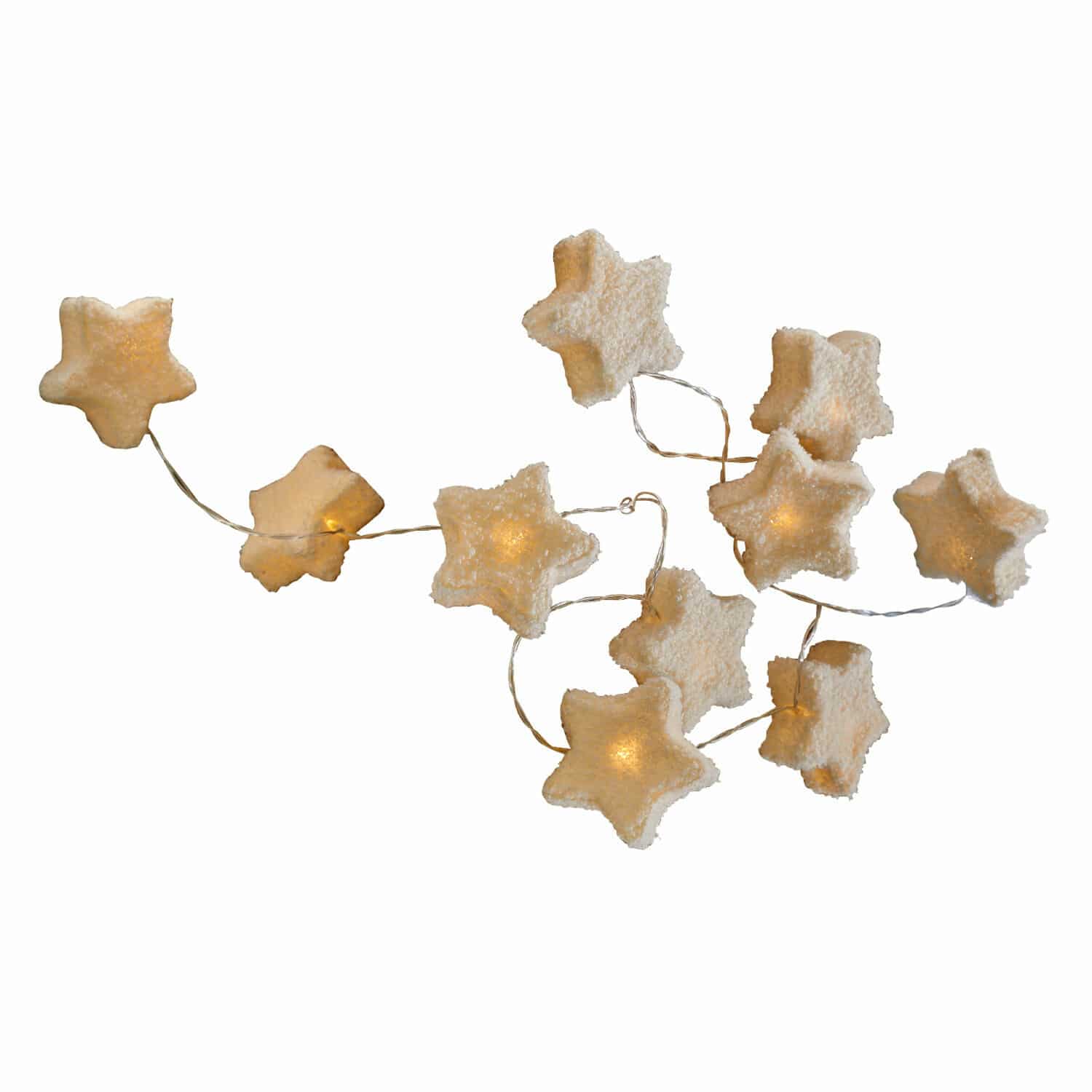 Luces de hadas Starwhisper Guirnalda de luces con estrellas de material blanco suave y luz LED cálida para decoración