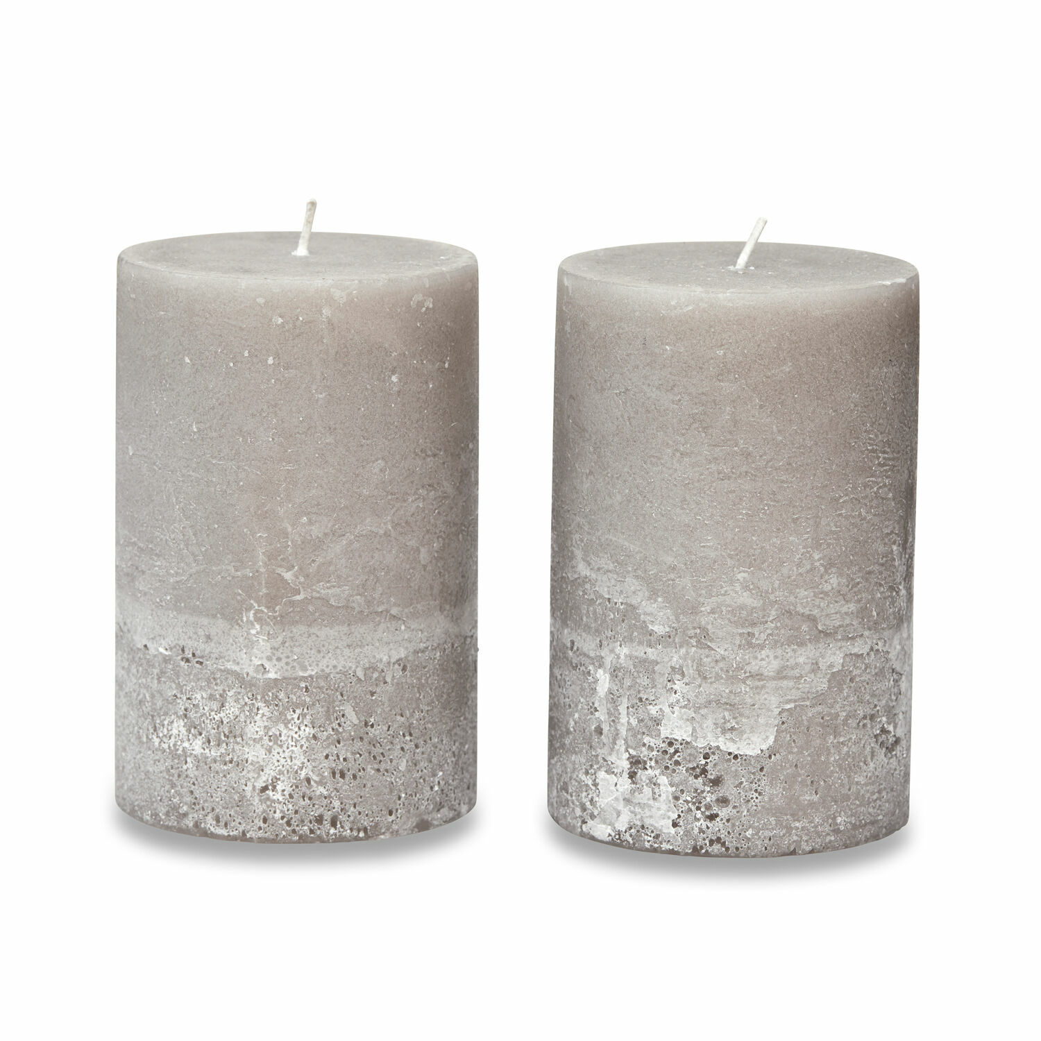 Set de 2 velas Oviedo Par de velas grises con textura de hormigón, decoración para interiores, velas decorativas