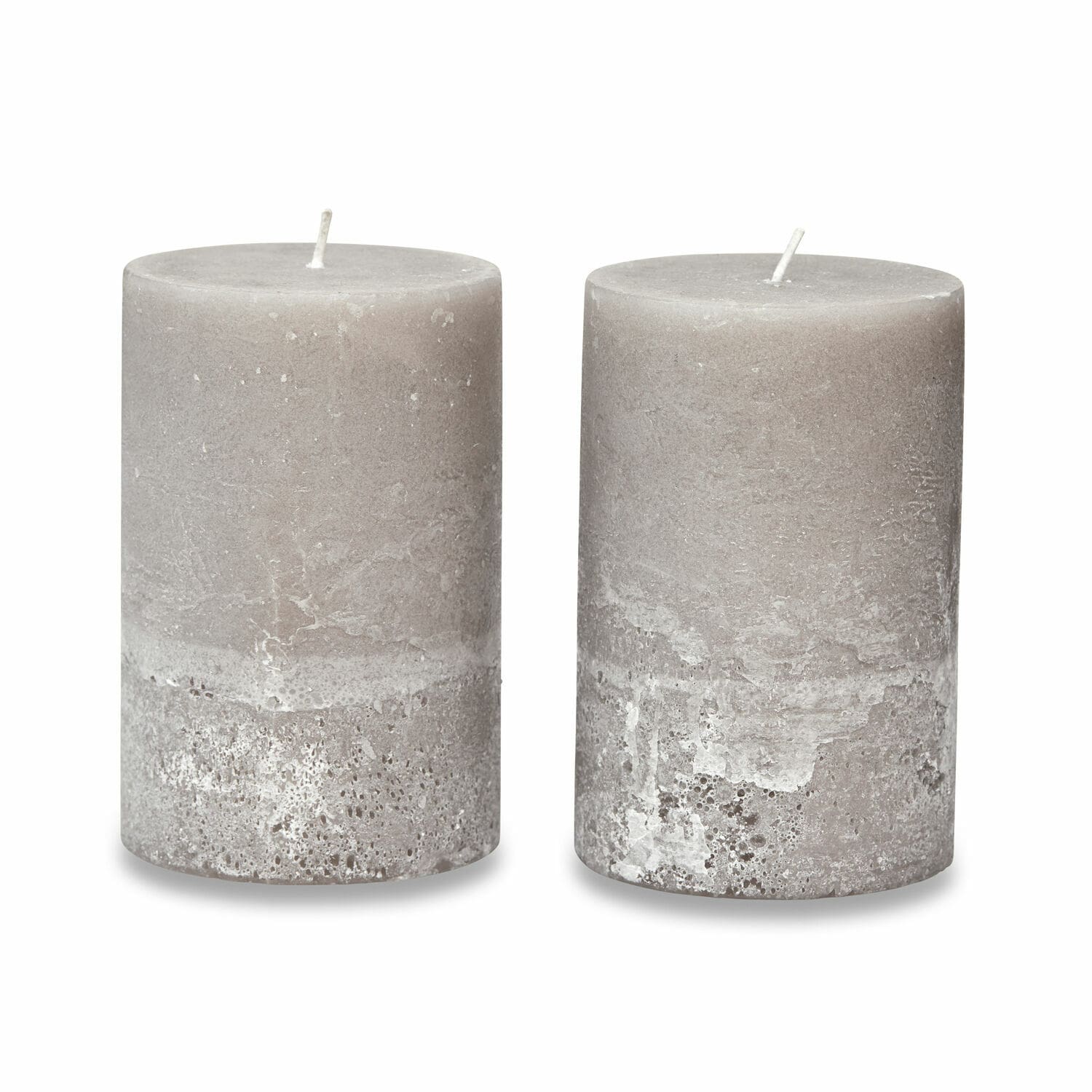 Set de 2 velas Oviedo Par de velas grises con textura de hormigón, decoración para interiores, velas decorativas