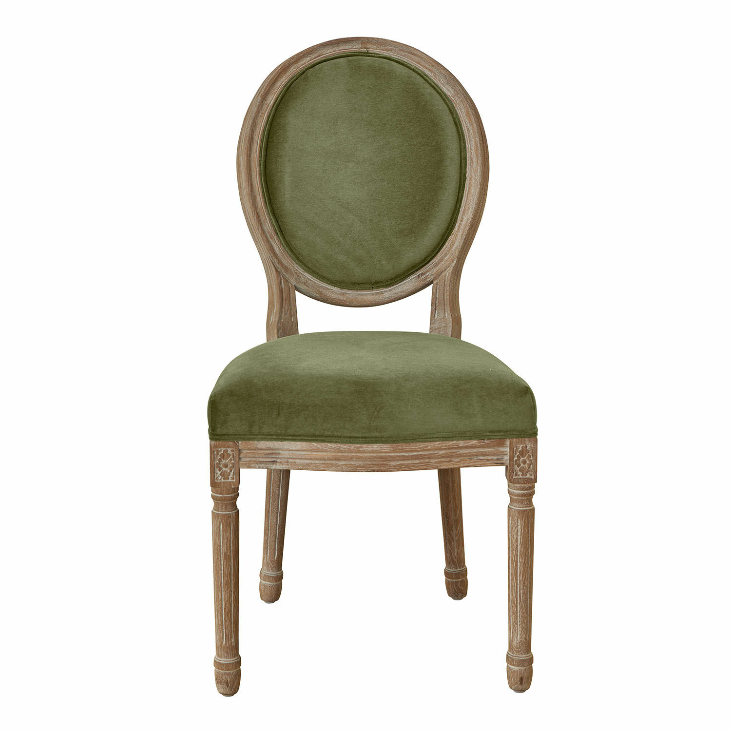 verde Silla Alviano con tapizado de terciopelo verde y estructura de madera estilo vintage