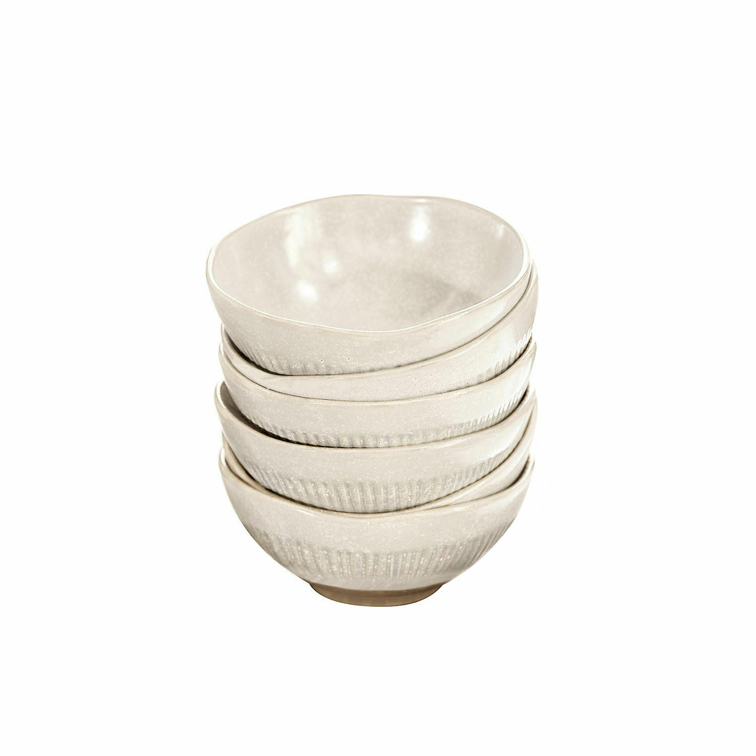 beige Juego de 4 cuencos de cerámica beige con diseño sutil, ideal para cocina y comedor