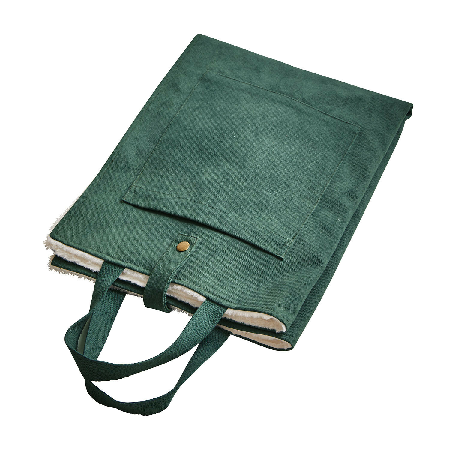 Alfombrilla para mascotas Felliro Bolsa verde de tela con asas y interior blanco suave, bolsa práctica para compras o almacenamiento