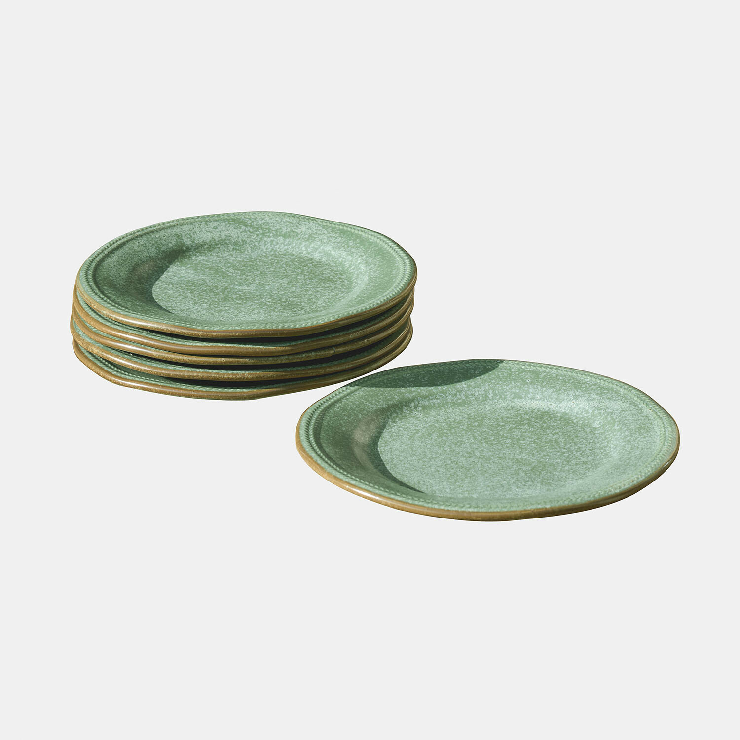 verde Set de 6 platos de postre verdes Norrvik de cerámica con diseño rústico