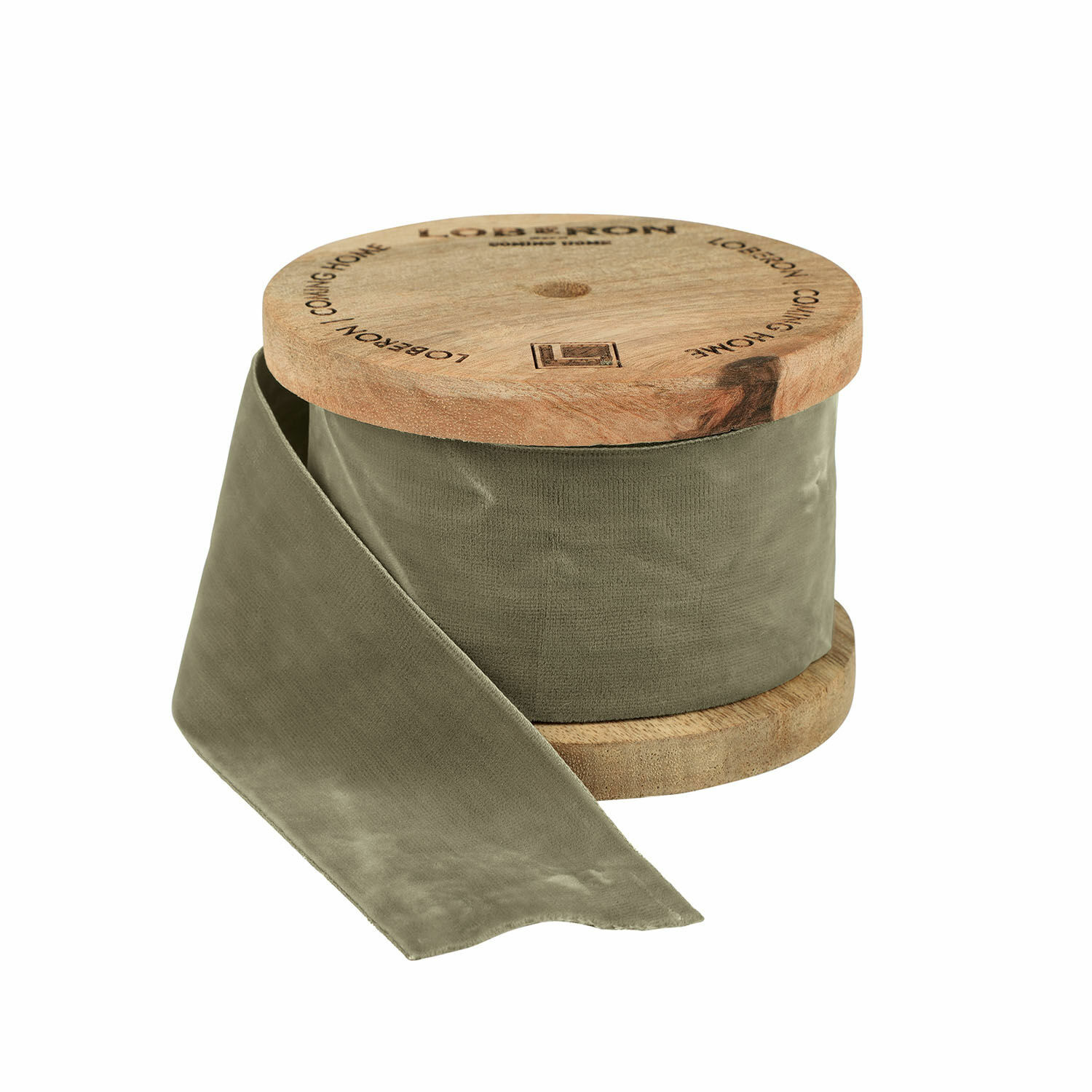 Cinta de terciopelo Phaedra Cinta de terciopelo verde en carrete de madera para decoración y manualidades